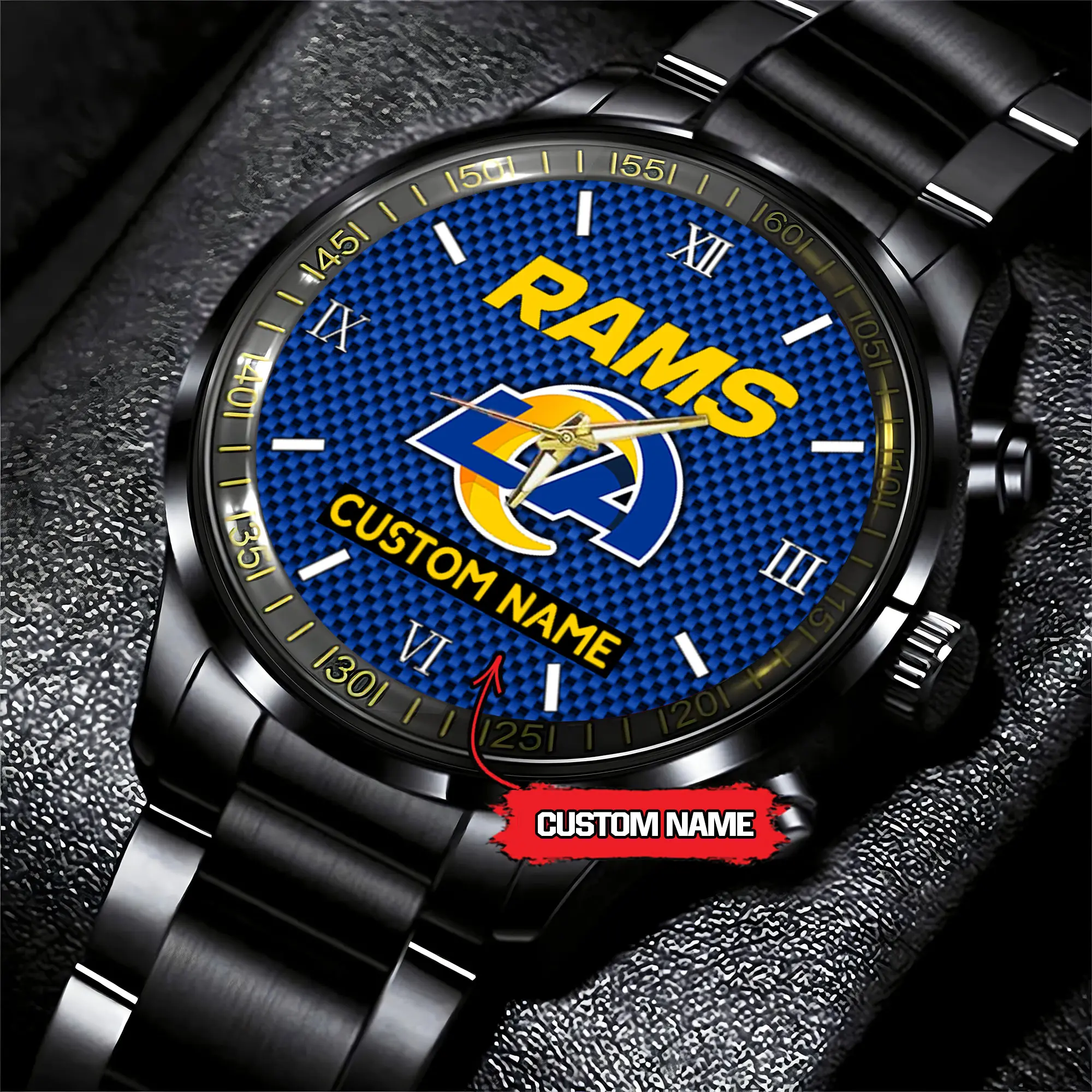 jwfancy los angeles rams nfl personalized custom black fashion watch gift for fans inqbn