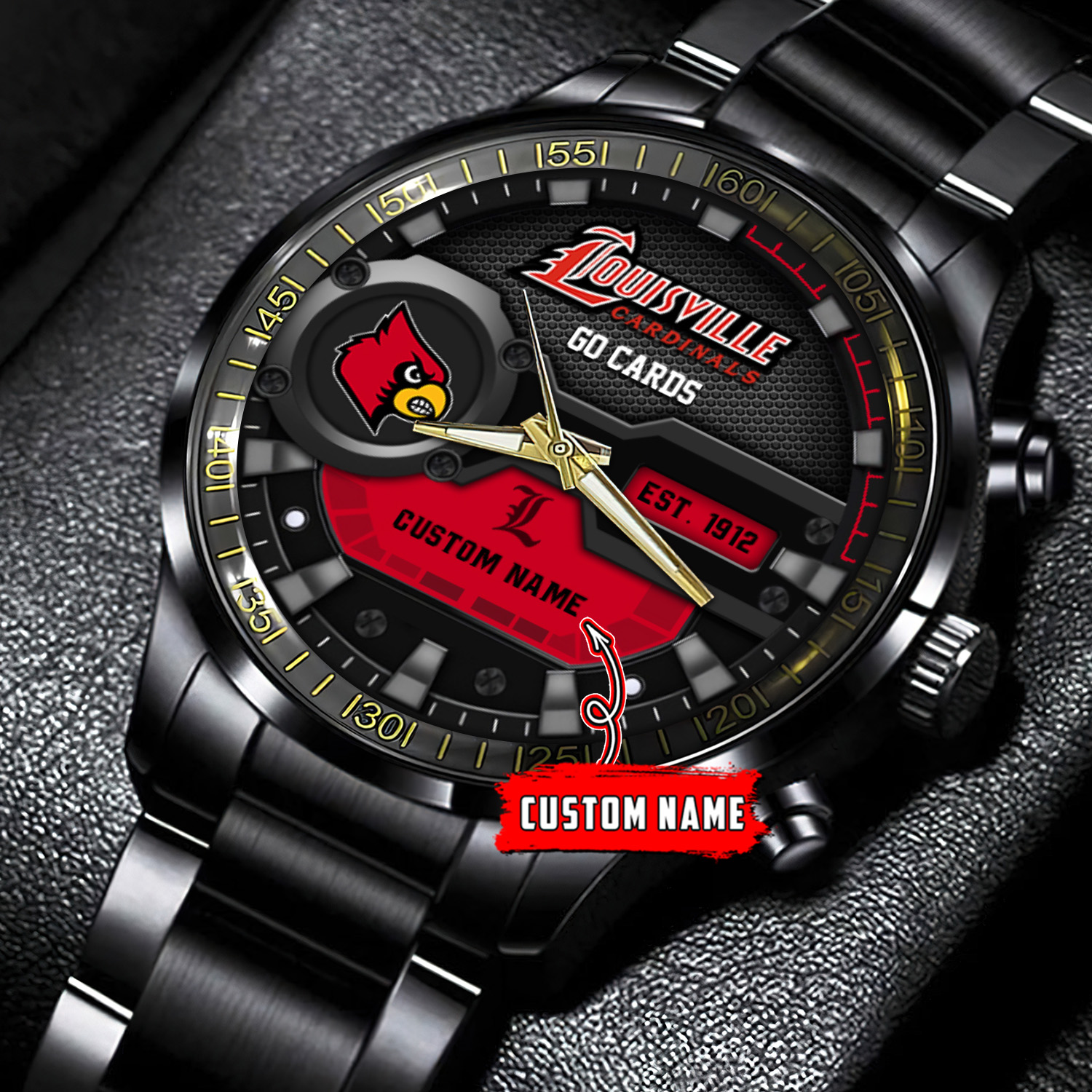 jwfancy louisville cardinals ncaa personalized black stainless steel watch gift for fans xfqzm