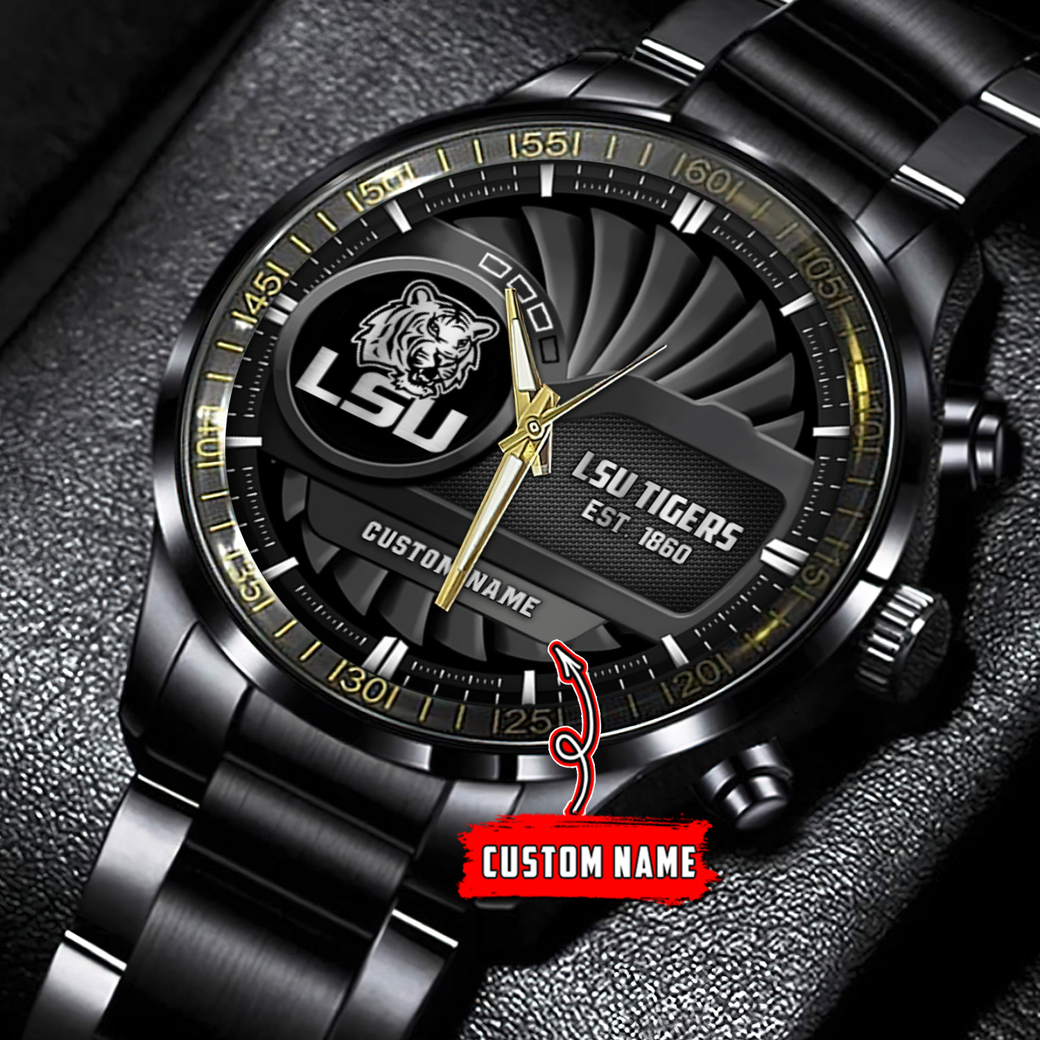 jwfancy lsu tigers ncaa personalized black stainless steel watch gift for fans 20rmh