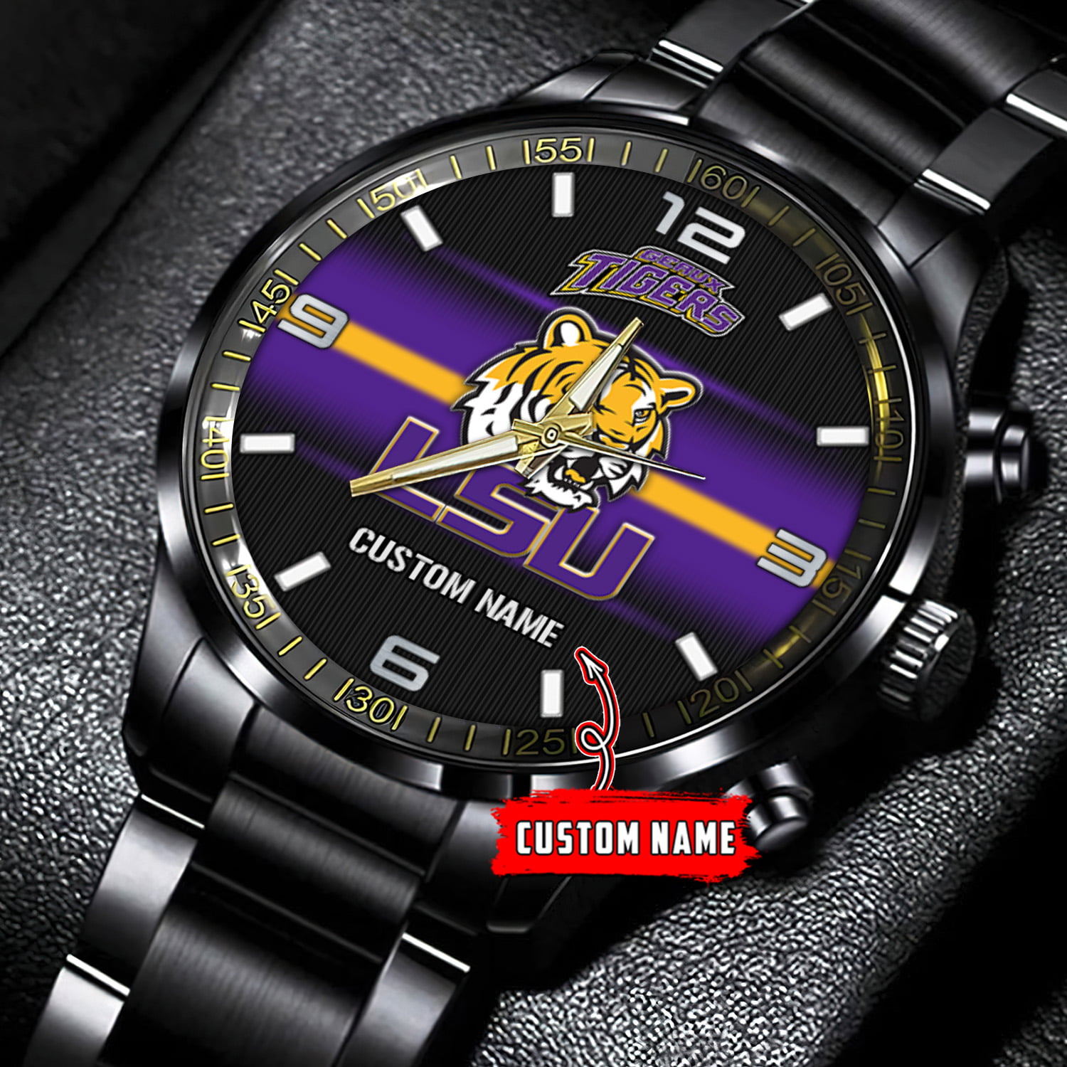 jwfancy lsu tigers ncaa personalized black stainless steel watch gift for fans ovrmm