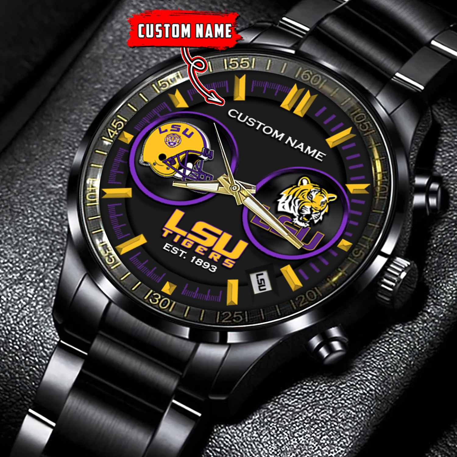 jwfancy lsu tigers ncaa personalized black stainless steel watch gift for fans tcjxs