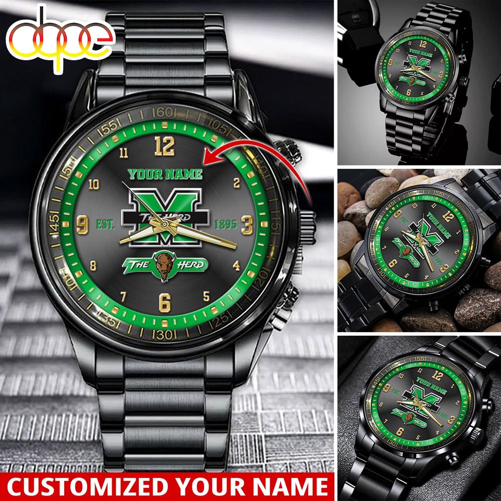jwfancy marshall thundering herd ncaa personalized sport watch gift for fans for this season yjmse