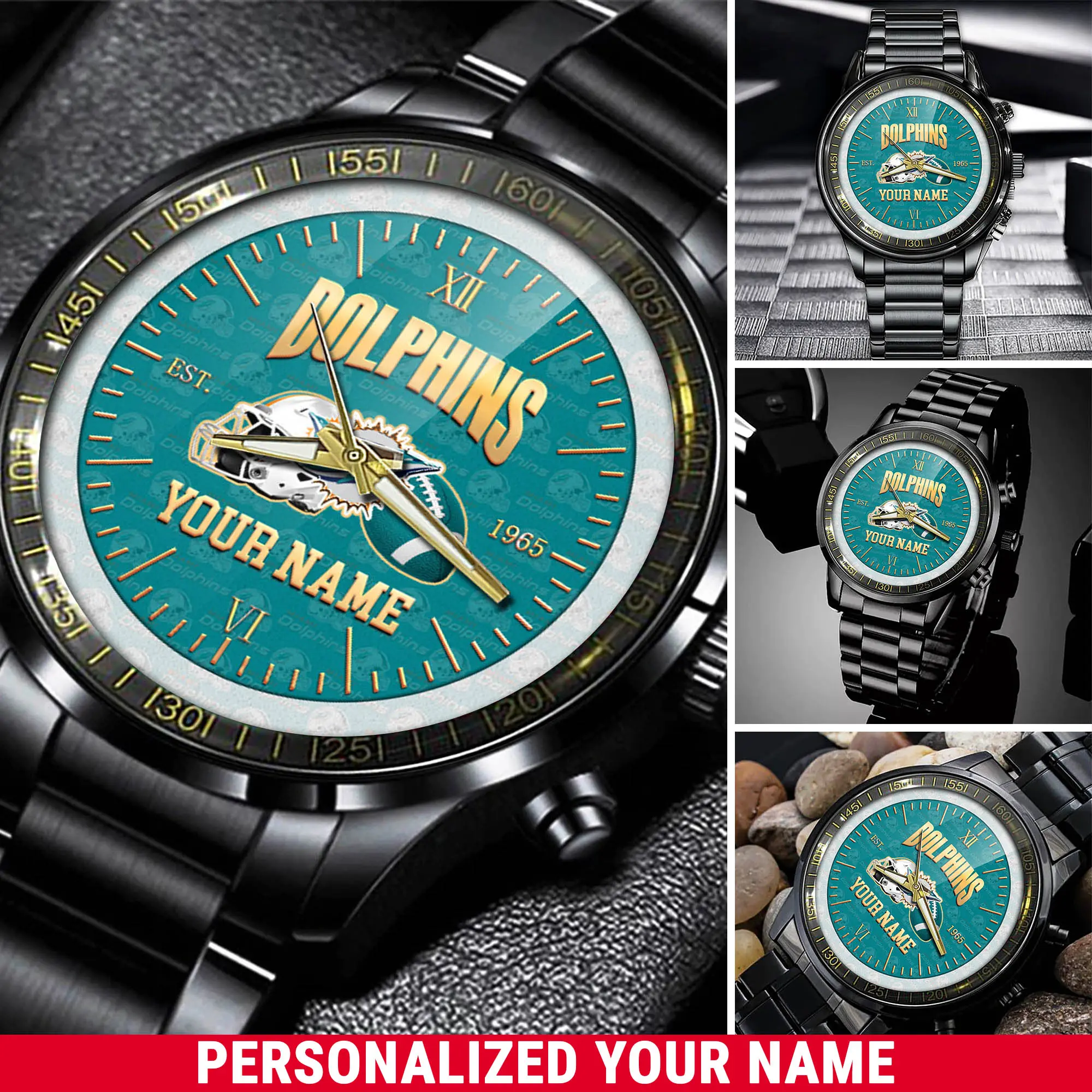 jwfancy miami dolphins nfl personalized black watch new collection for fans 0vcab