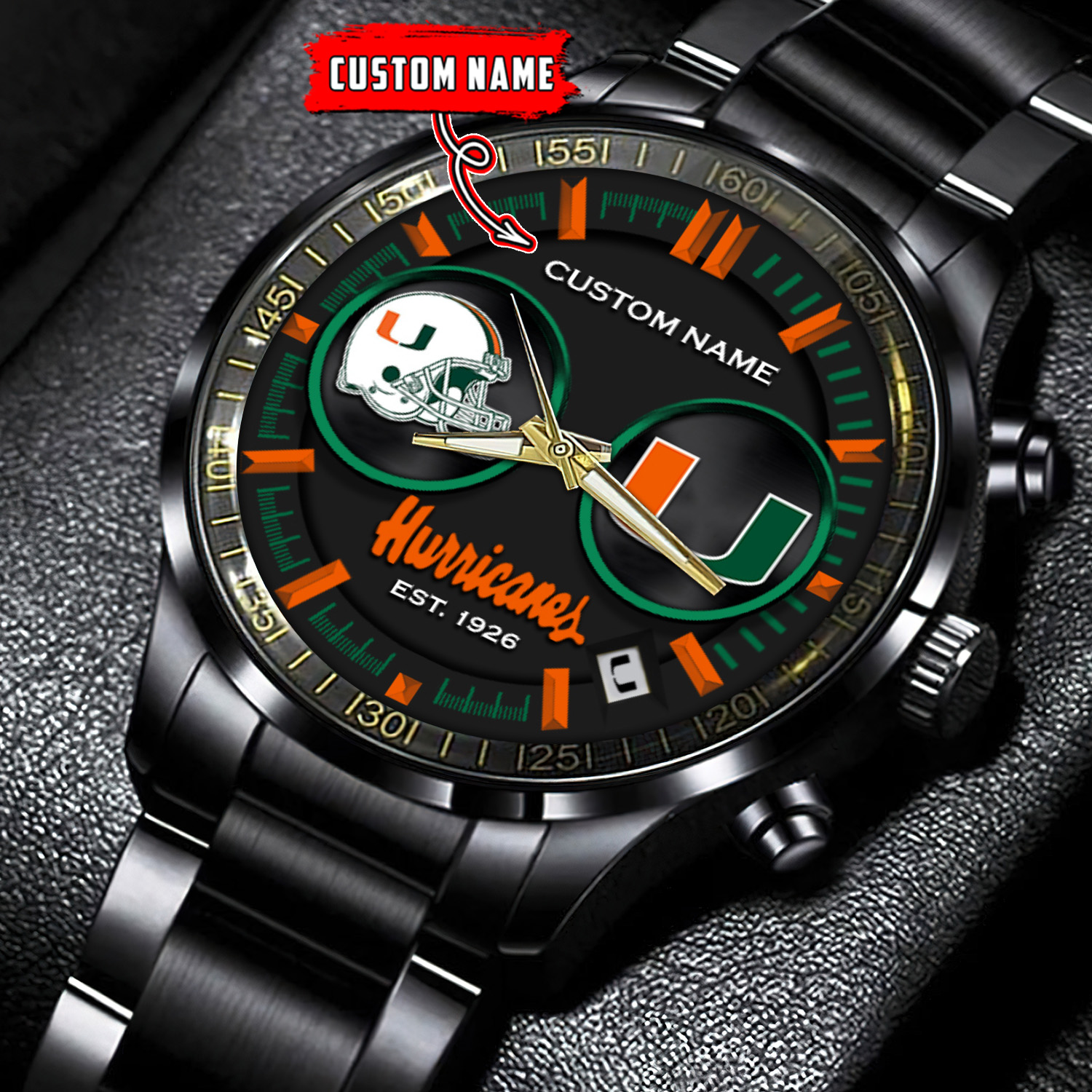 jwfancy miami hurricanes ncaa personalized black hand watch gift for fans bkqag