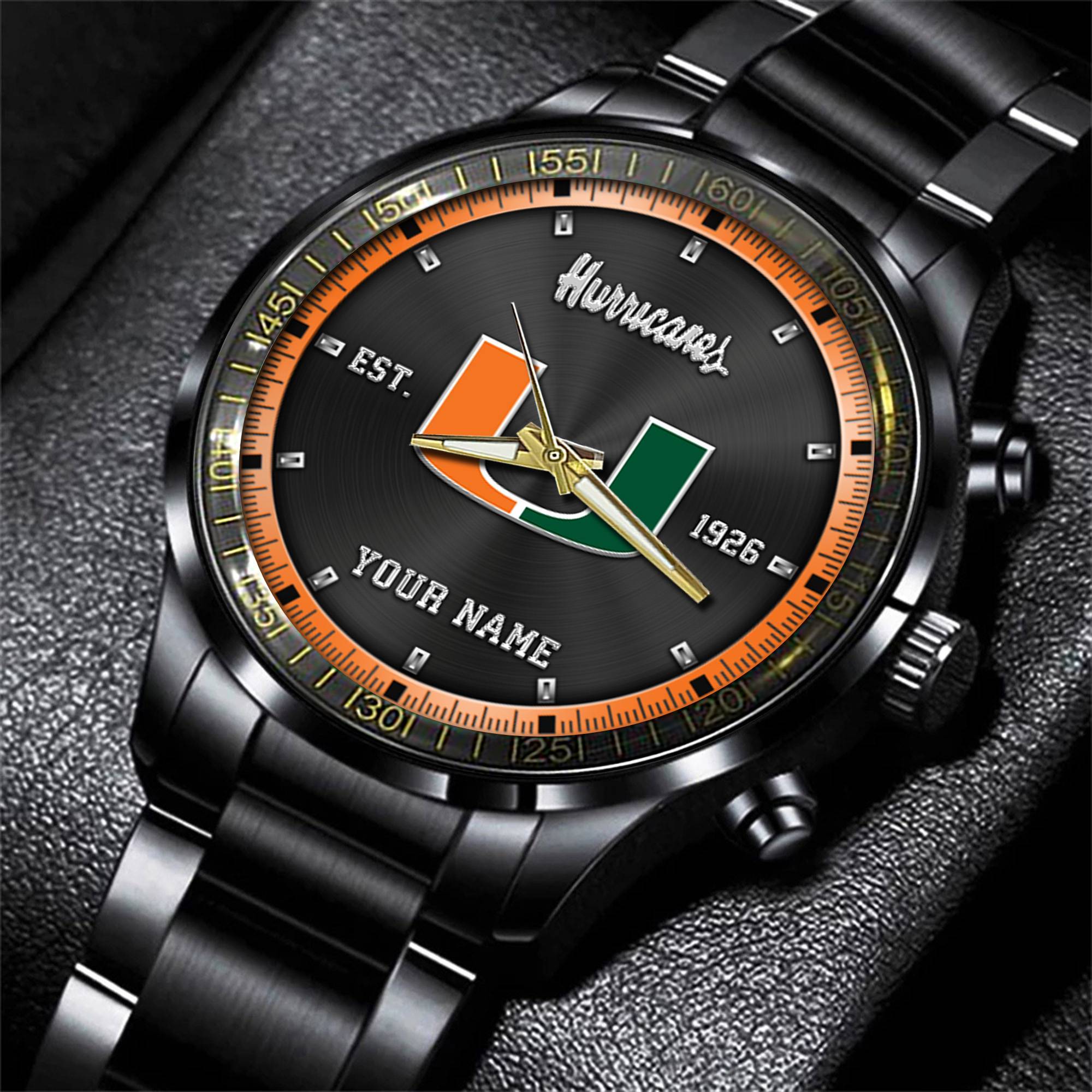 jwfancy miami hurricanes ncaa personalized black style hand watch gifts for fan nlria