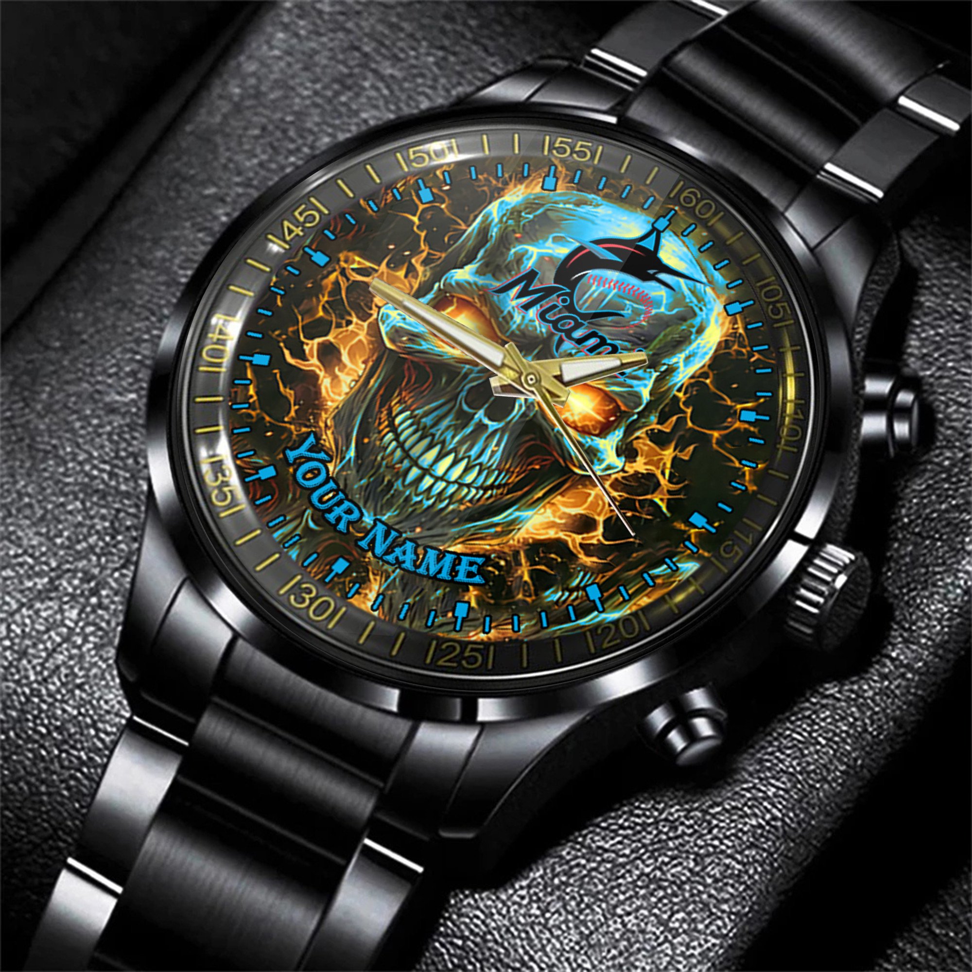 jwfancy miami marlins mlb men hand watch personalized gift for fans jbbll