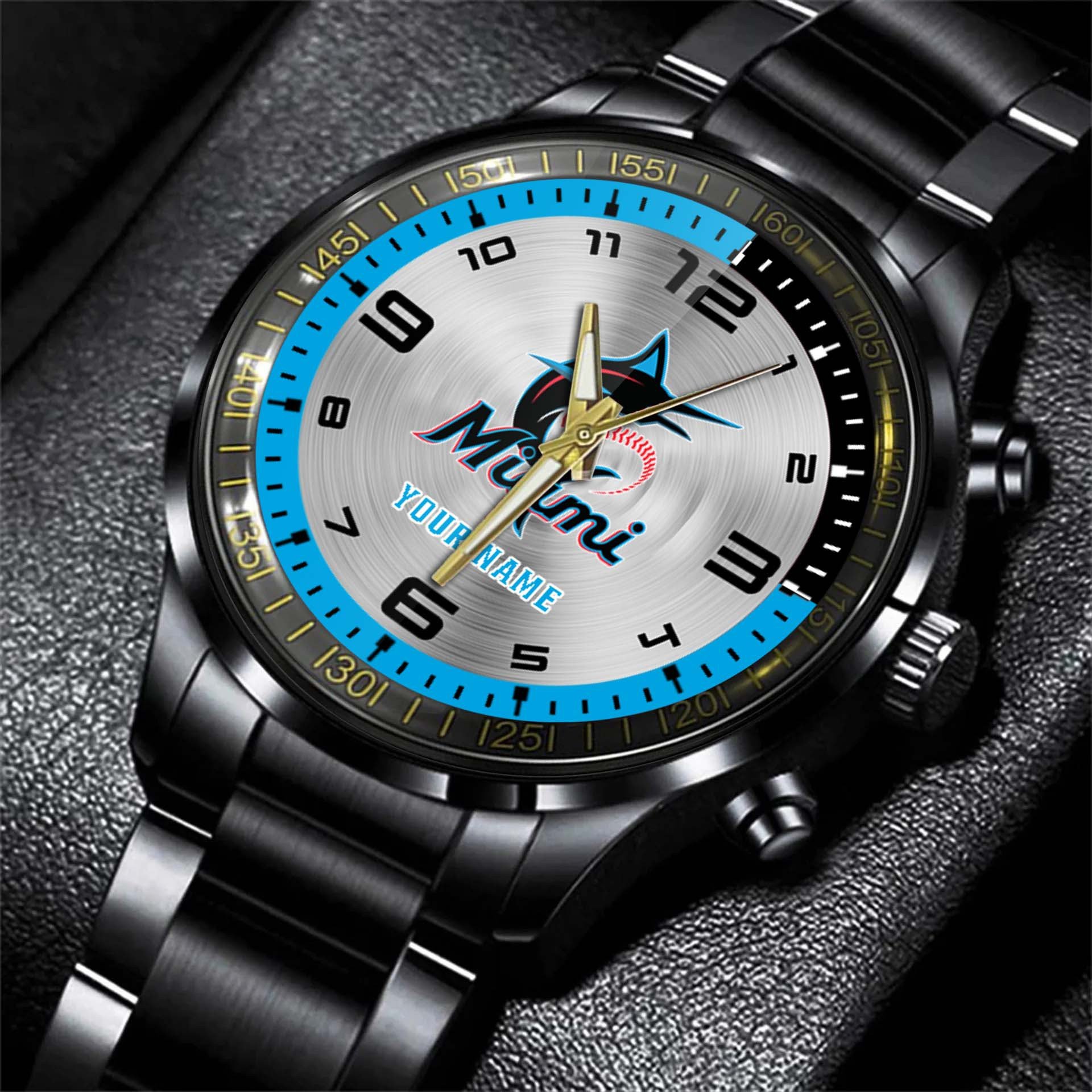 jwfancy miami marlins mlb personalized style black hand watch gift ducih