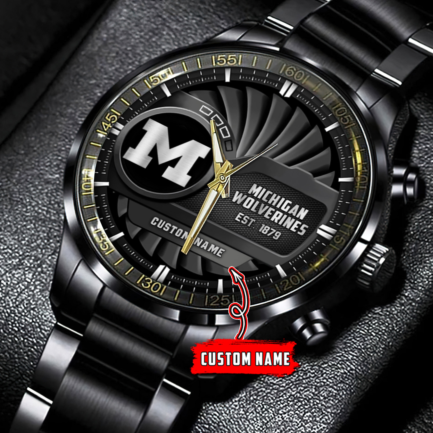 jwfancy michigan wolverines ncaa personalized black hand watch gift for fans ftmsz