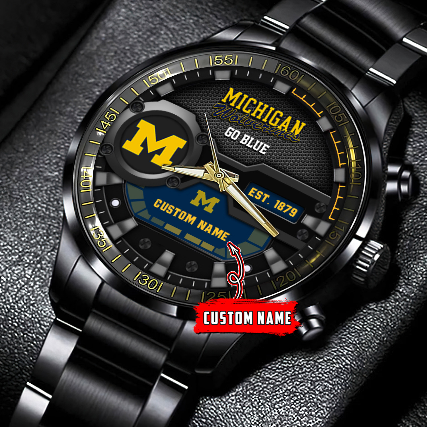 jwfancy michigan wolverines ncaa personalized black hand watch gift for fans oqx2k