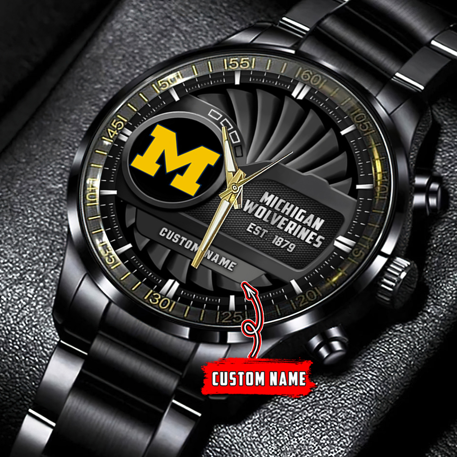 jwfancy michigan wolverines ncaa personalized black hand watch gift for fans scyeg