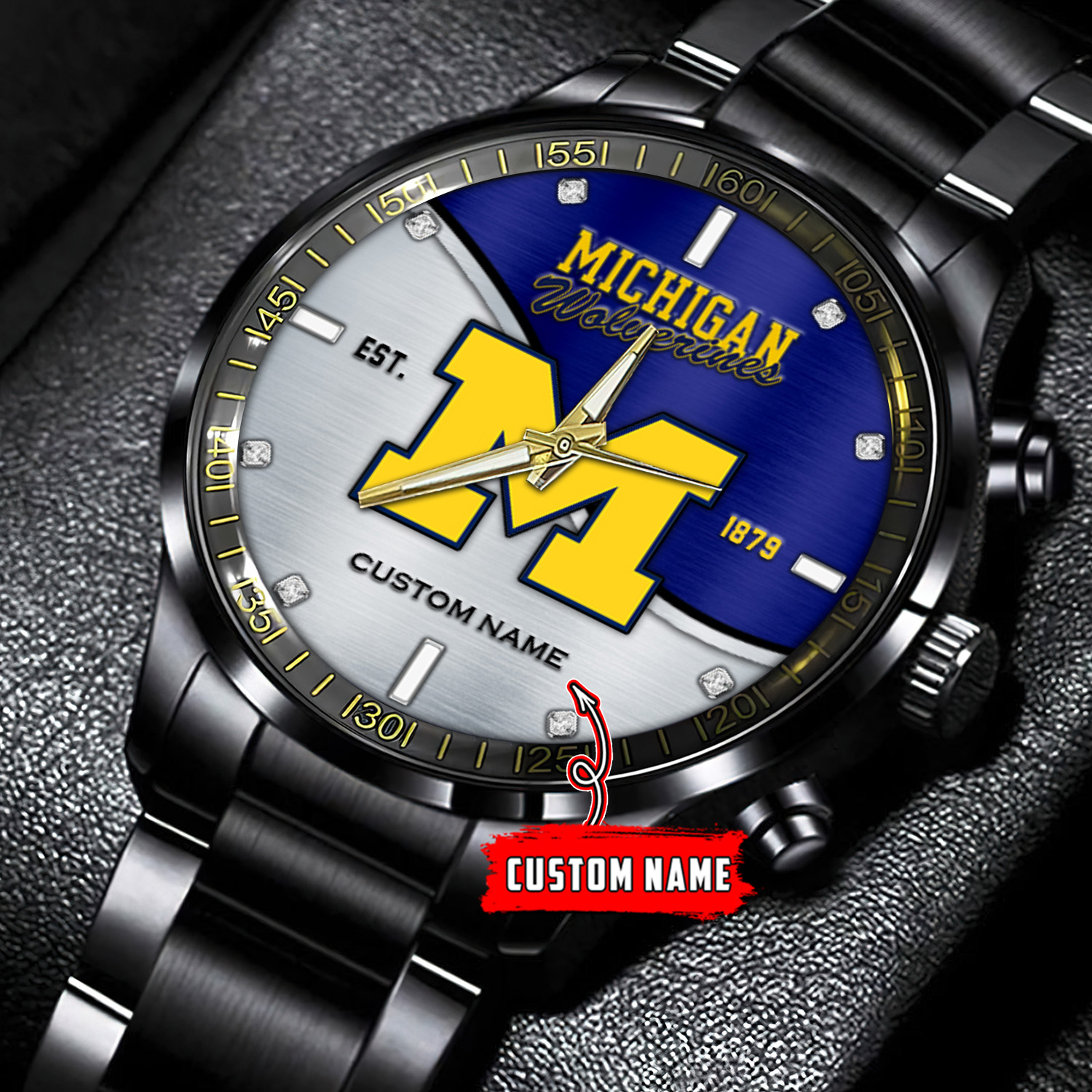 jwfancy michigan wolverines ncaa personalized black hand watch gift for fans t1x9q