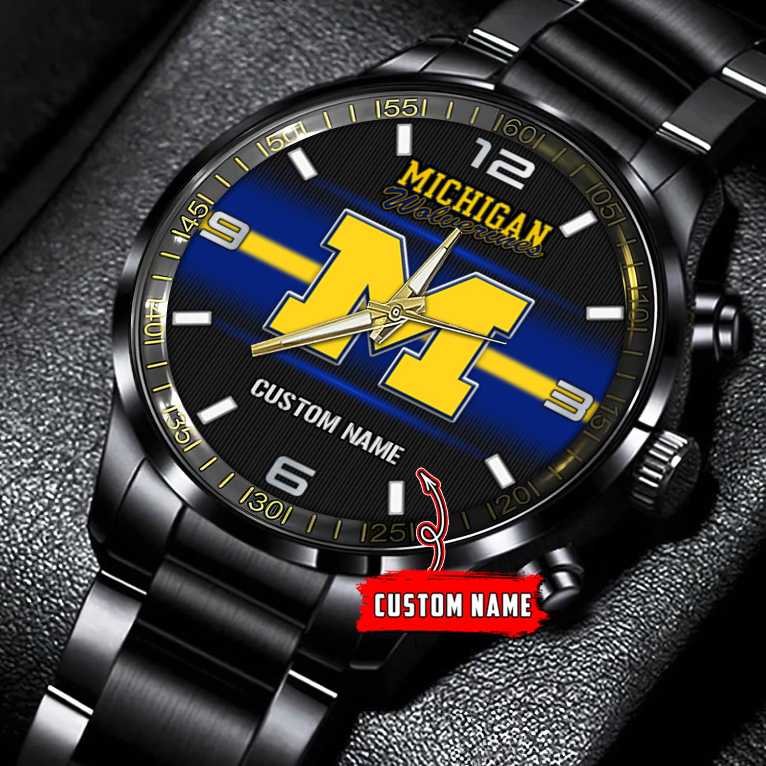 jwfancy michigan wolverines ncaa personalized black stainless steel watch gift for fans knqo7