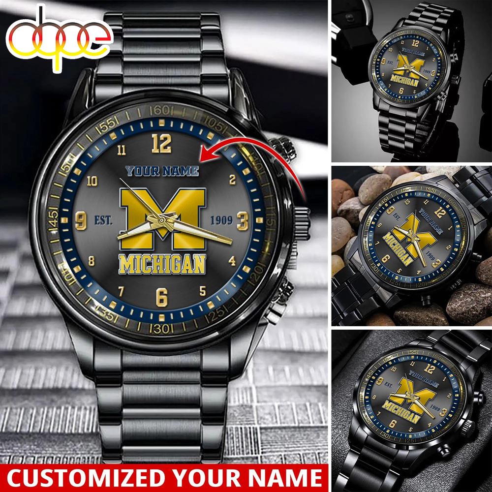 jwfancy michigan wolverines ncaa personalized sport watch gift for fans for this season slzdq