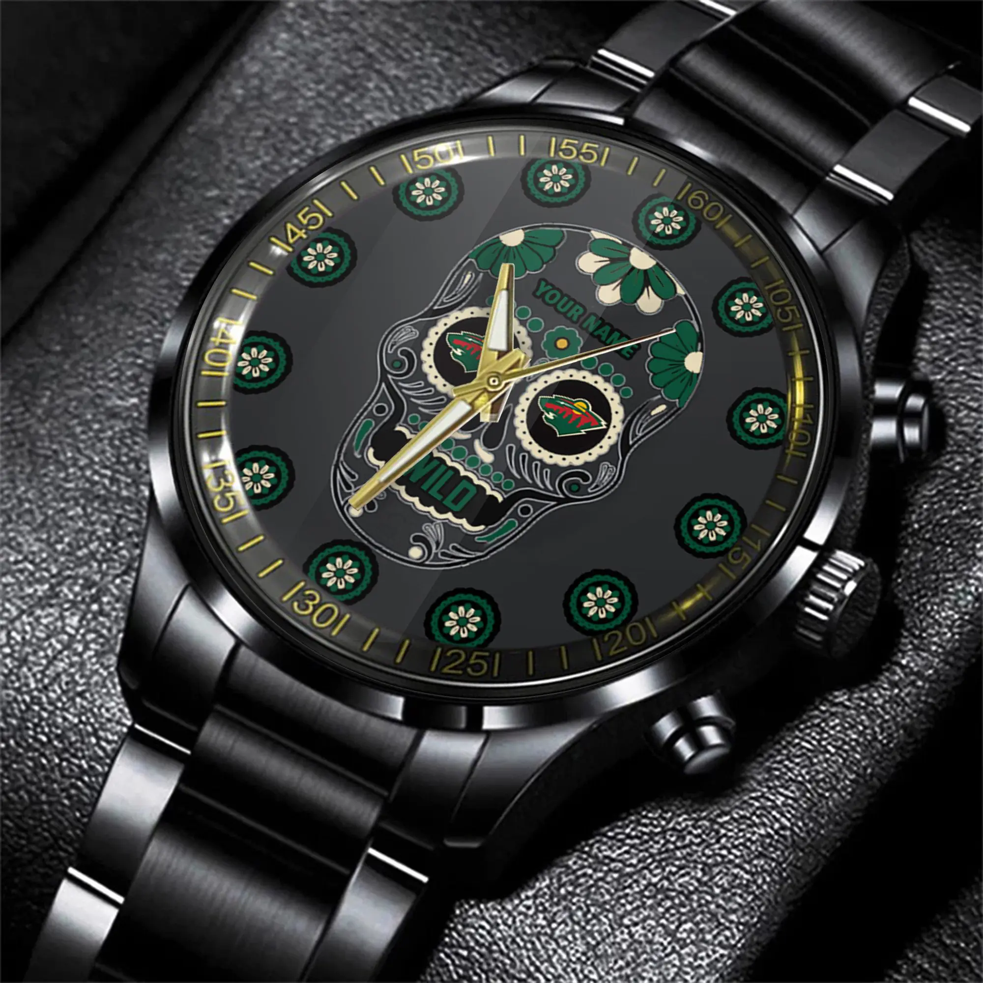 jwfancy minnesota wild nhl men black hand watch personalized gift for fans vsj8c