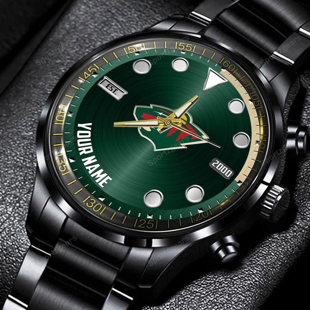 jwfancy minnesota wild nhl personalized new black hand watch gift for fans gcx9e