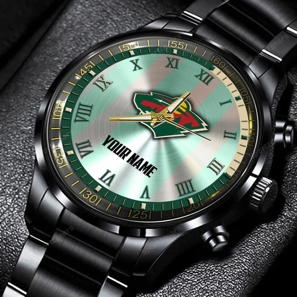 jwfancy minnesota wild nhl personalized new black hand watch gift for fans pkypi