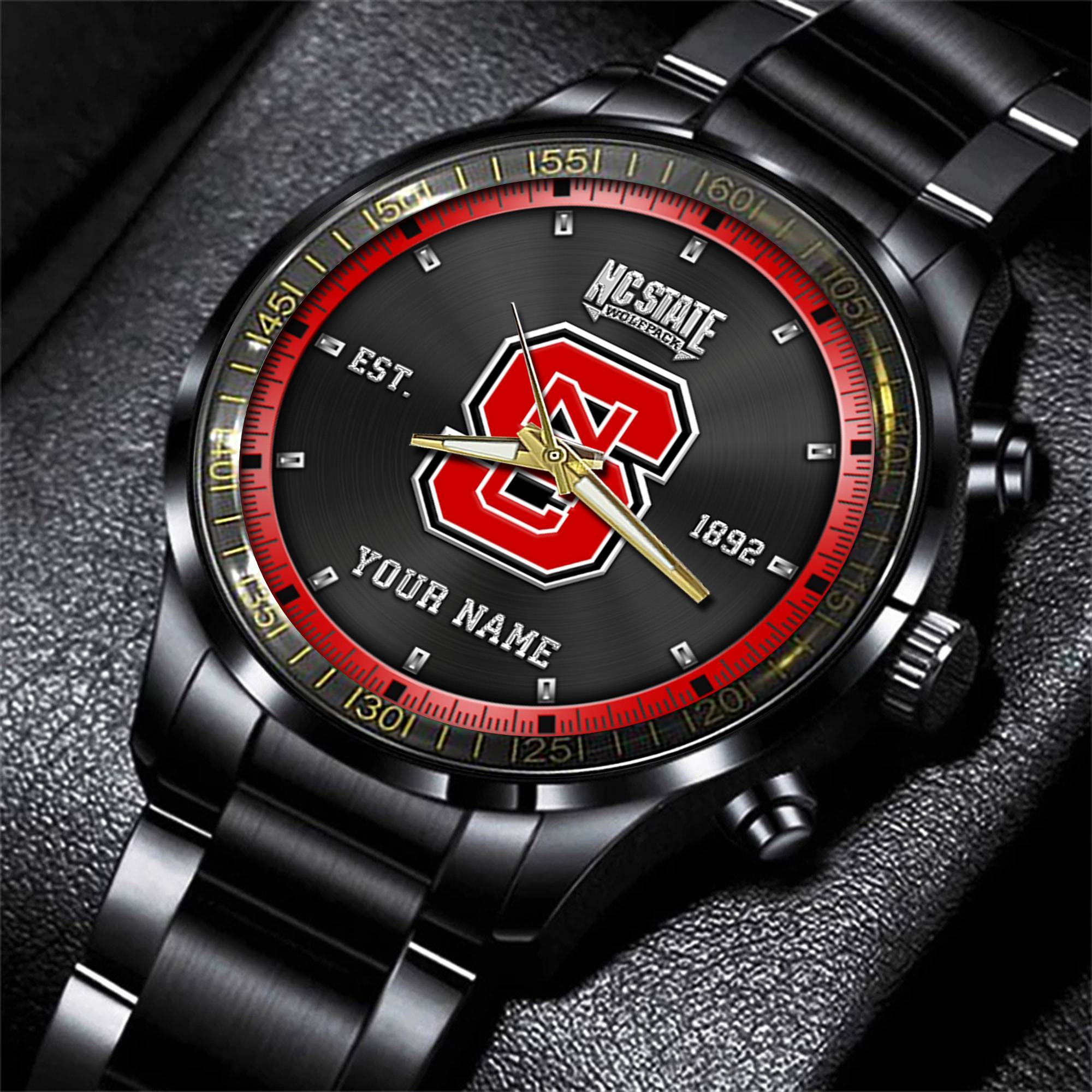 jwfancy nc state wolfpack ncaa personalized black style hand watch gifts for fan botay