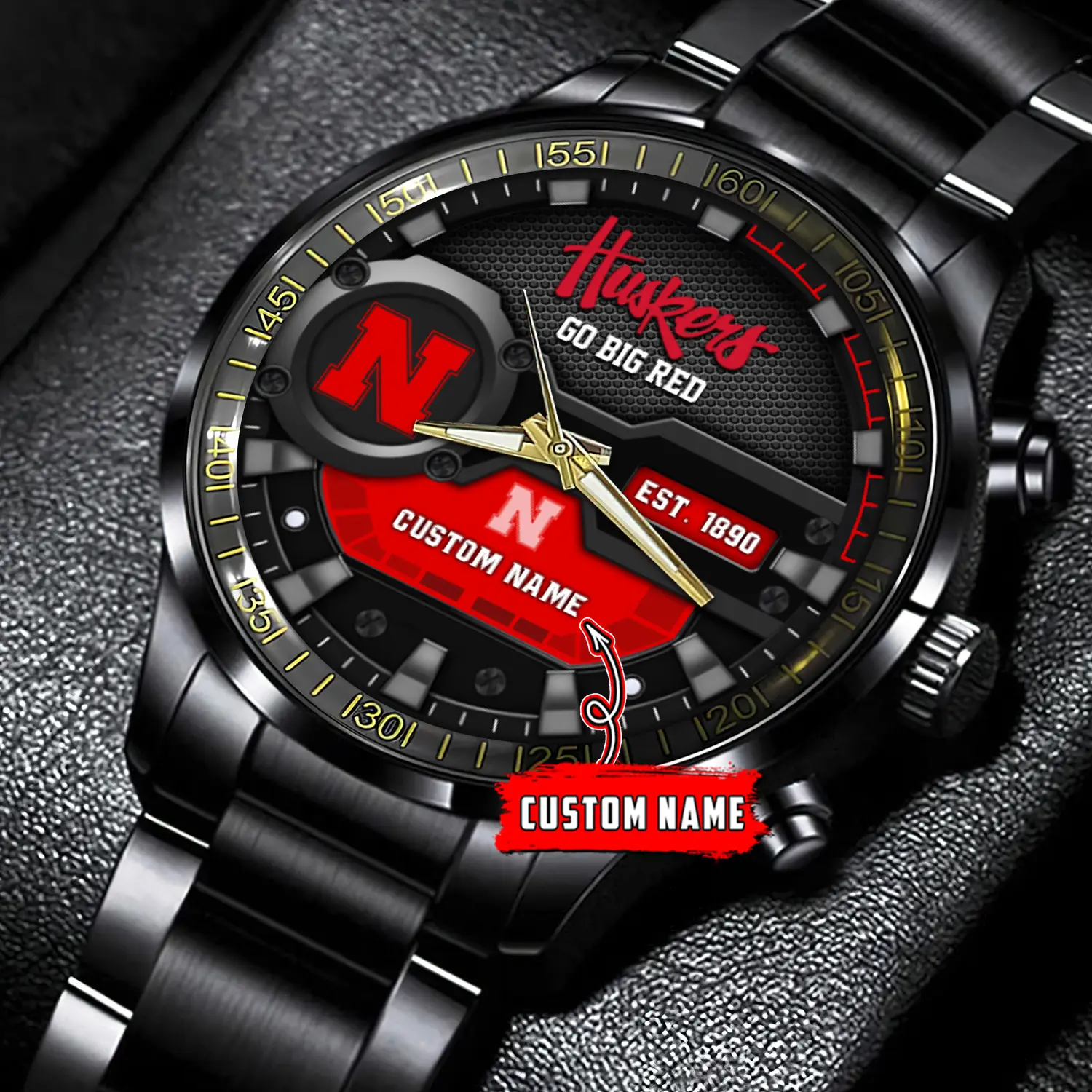 jwfancy nebraska cornhuskers ncaa personalized black stainless steel watch gift for fans u1qje