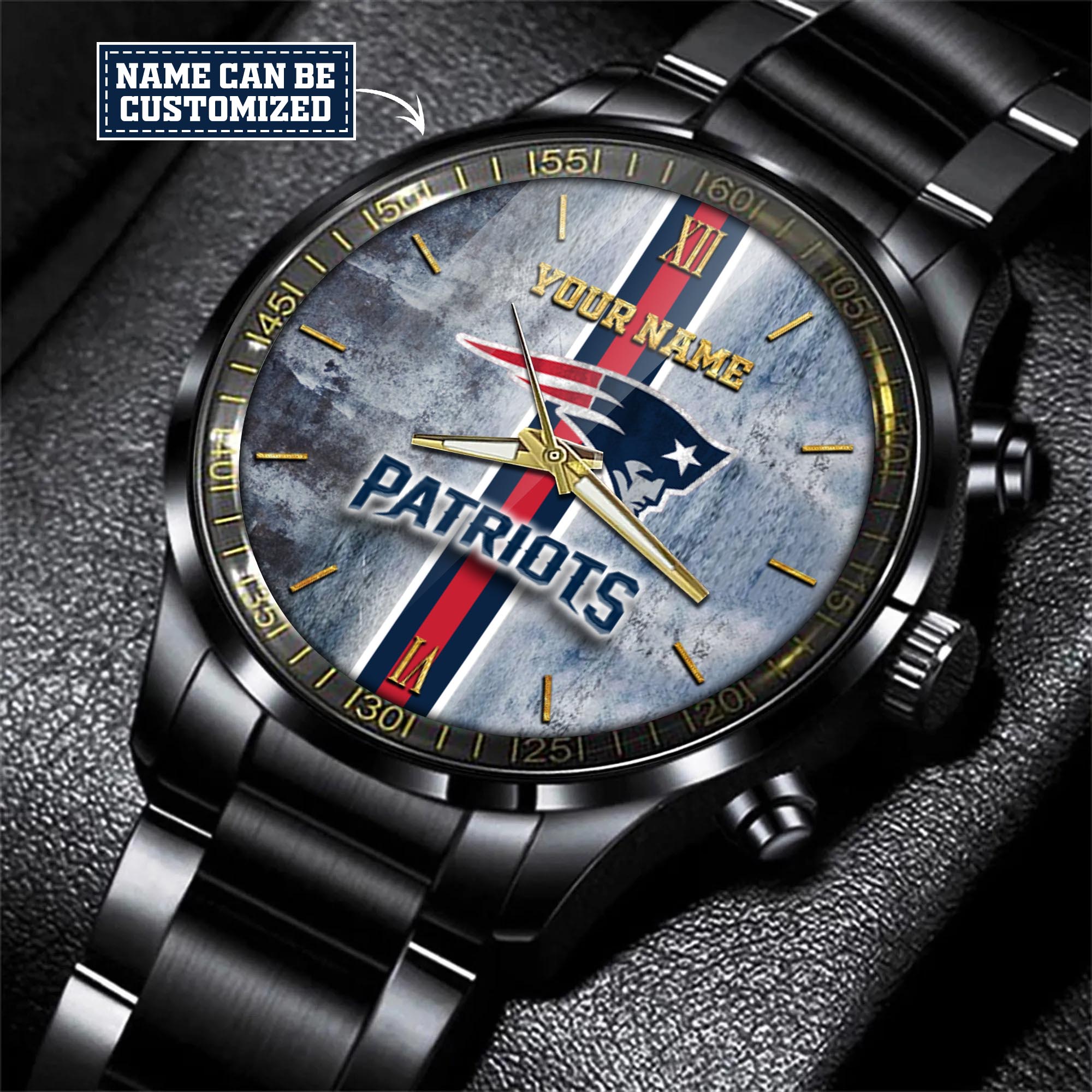 jwfancy new england patriots nfl personalized black hand watch gift for fans 7aetd