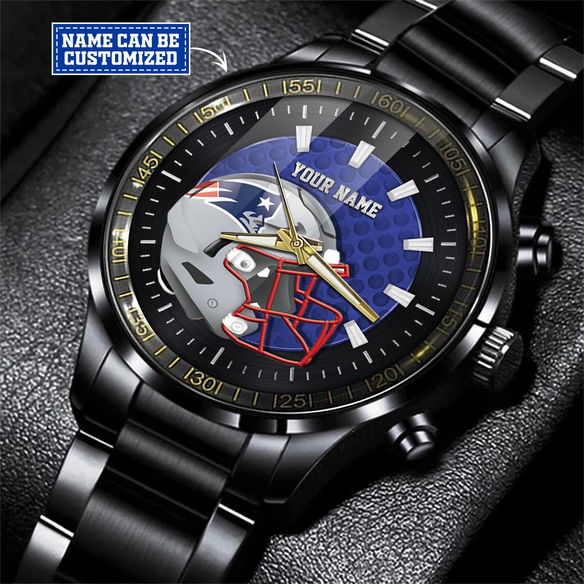 jwfancy new england patriots nfl personalized black hand watch gift for fans glklv