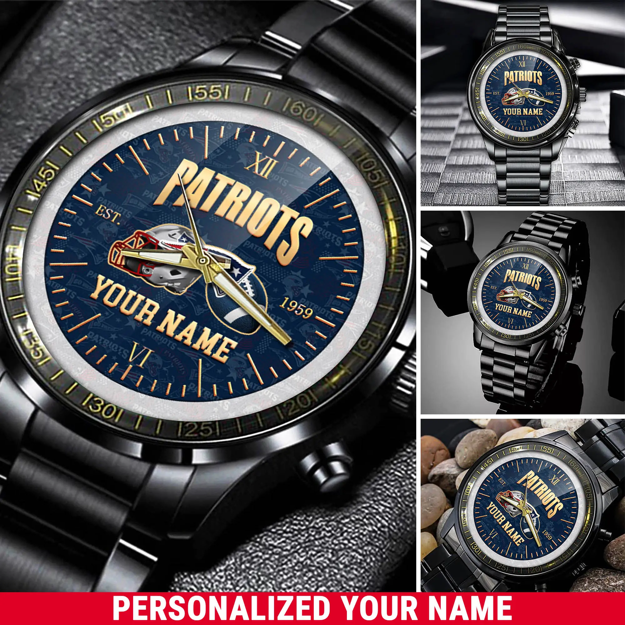 jwfancy new england patriots nfl personalized black watch new collection for fans sm67d