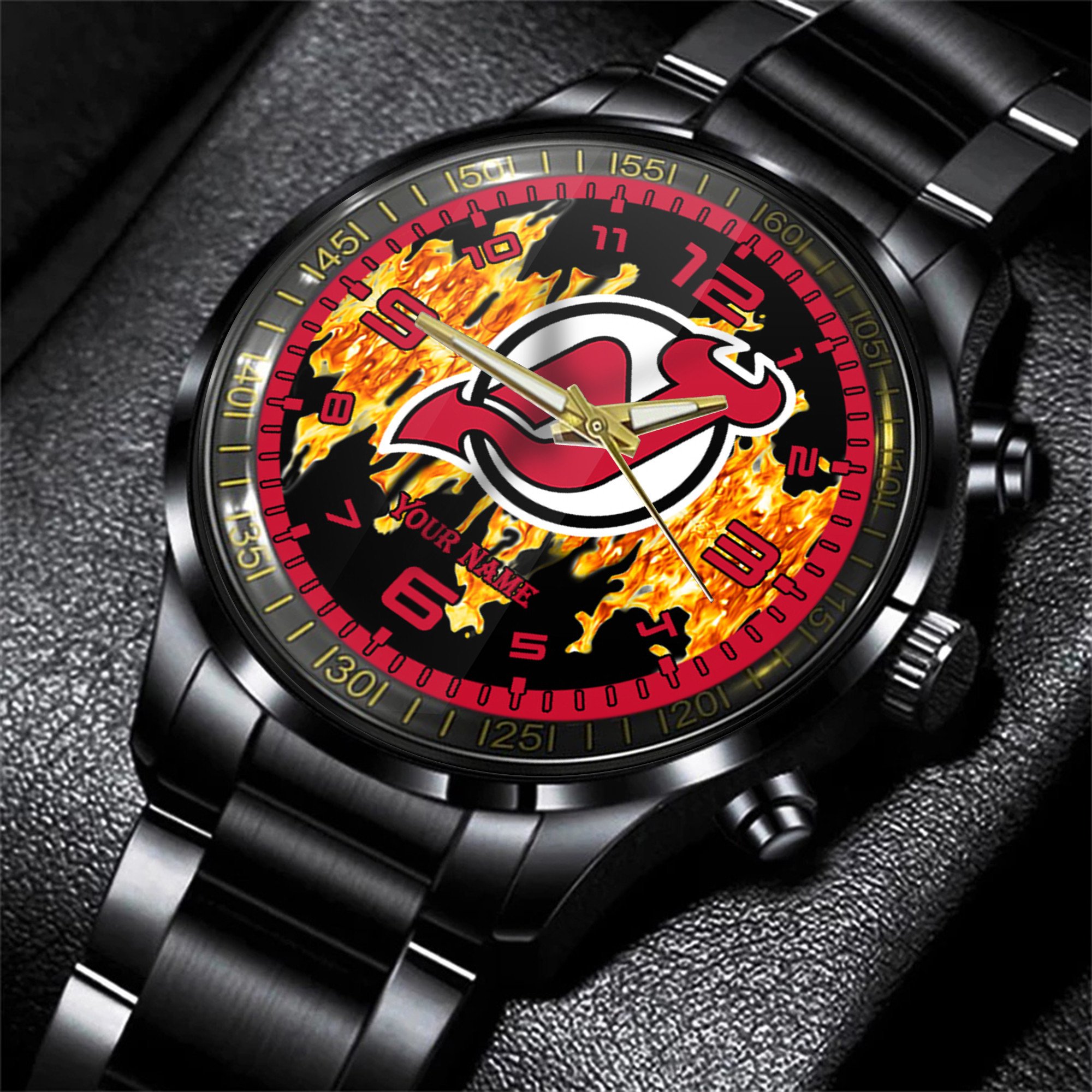 jwfancy new jersey devils nhl men black hand watch personalized gift for fans 2nn4e