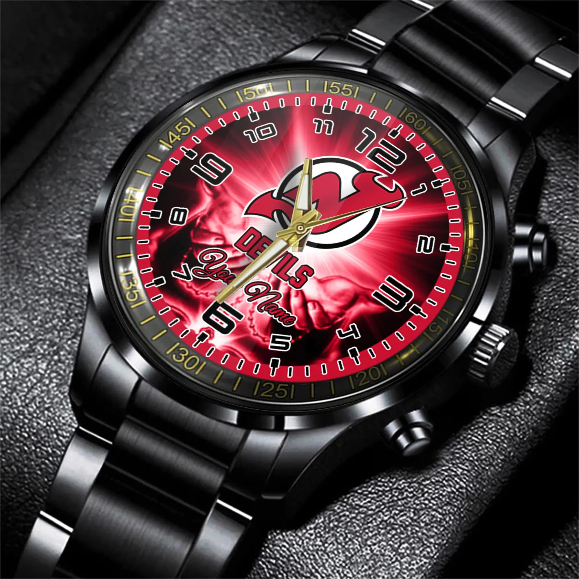 jwfancy new jersey devils nhl men black hand watch personalized gift for fans 7uhjq