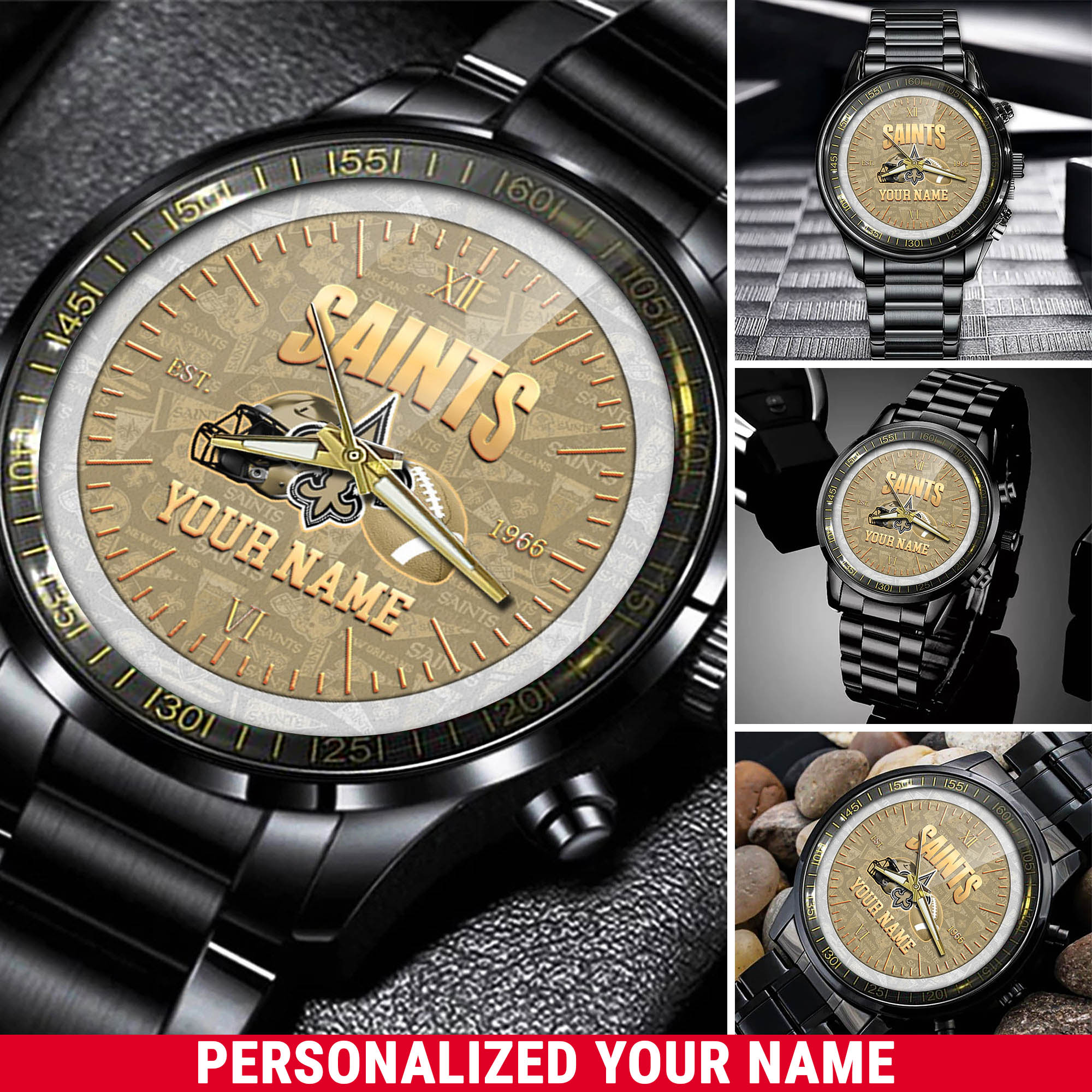 jwfancy new orleans saints nfl personalized black watch new collection for fans p3l26