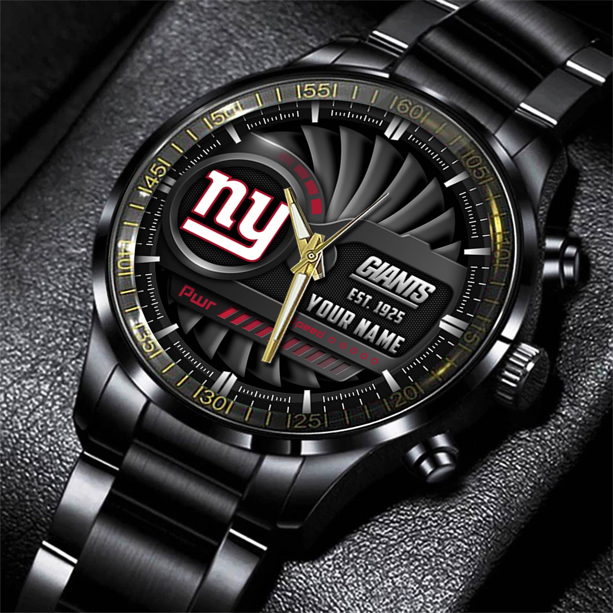 jwfancy new york giants nfl black fashion watch custom your name sedxf