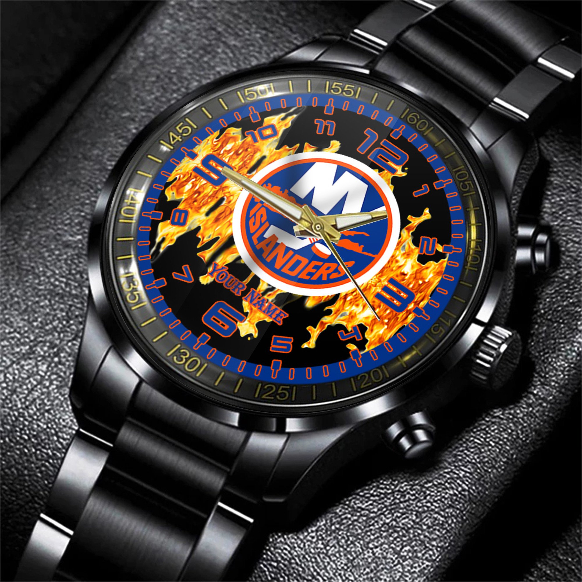 jwfancy new york islanders nhl men black hand watch personalized gift for fans guync