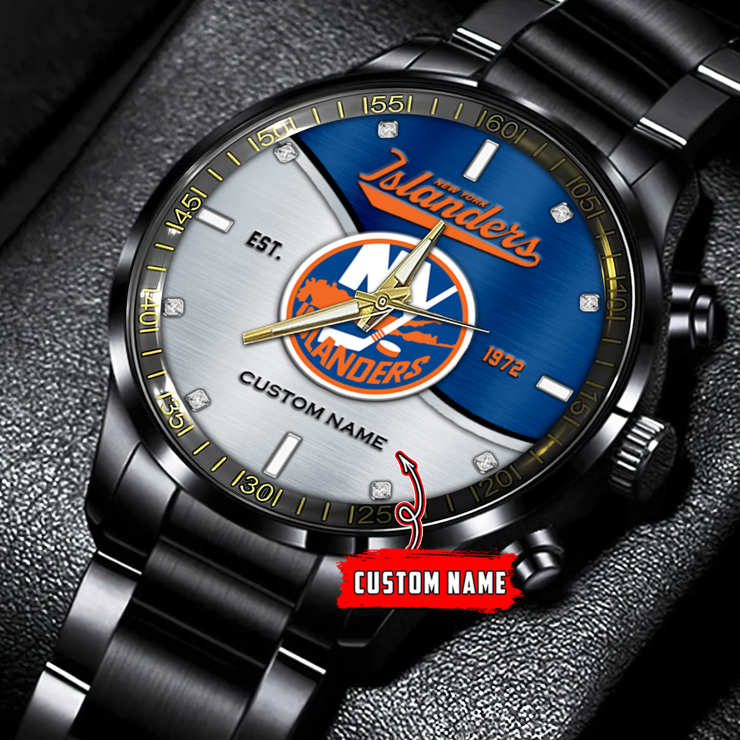 jwfancy new york islanders nhl personalized black stainless steel watch gift for fans g5ie5