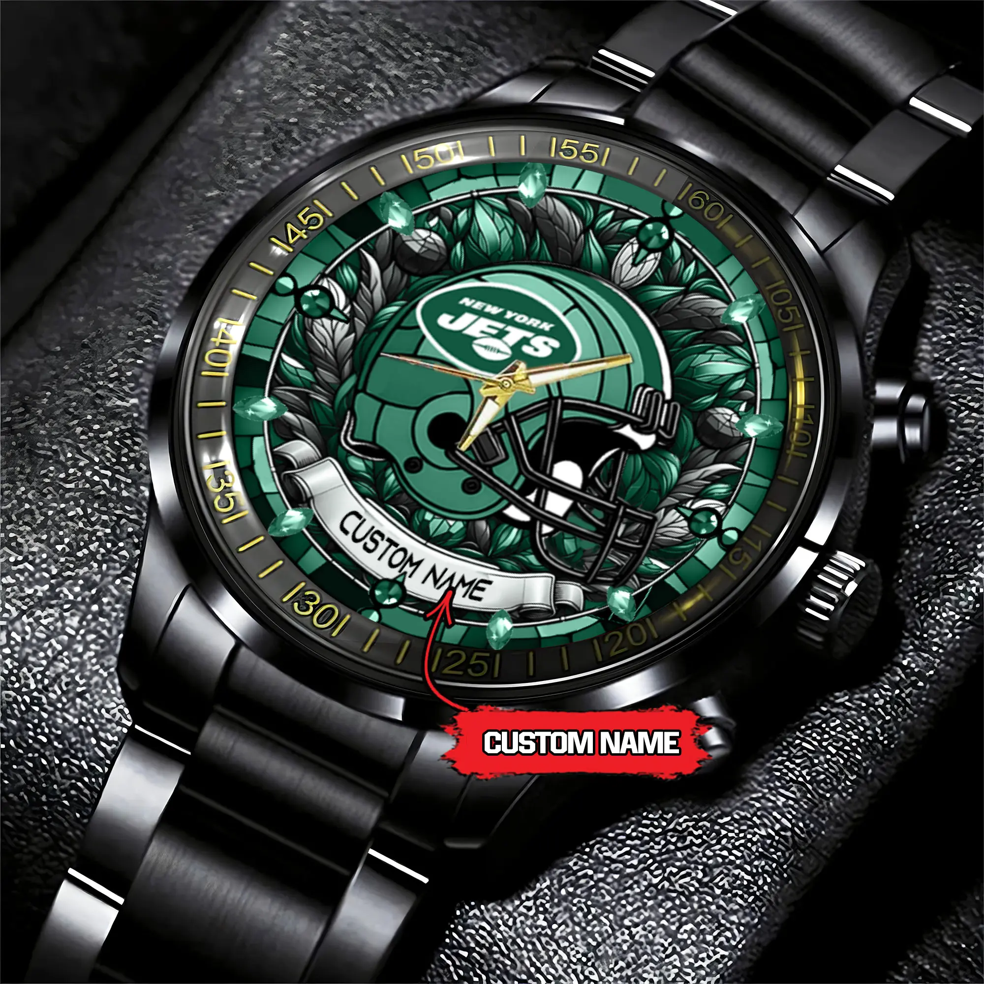 jwfancy new york jets nfl personalized black stainless steel watch gift for fan thhau