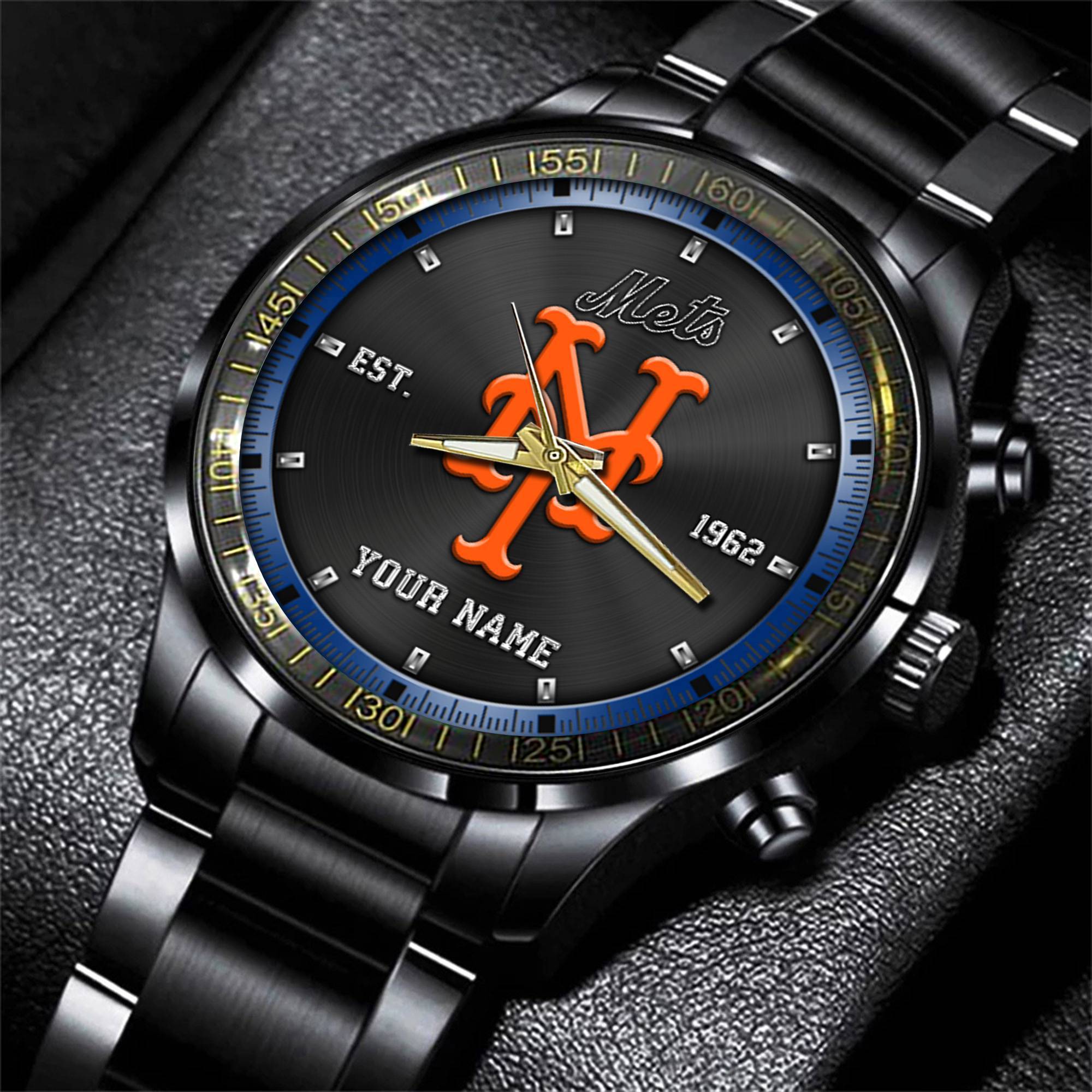 jwfancy new york mets mlb personalized black style hand watch gifts for fan mv1on