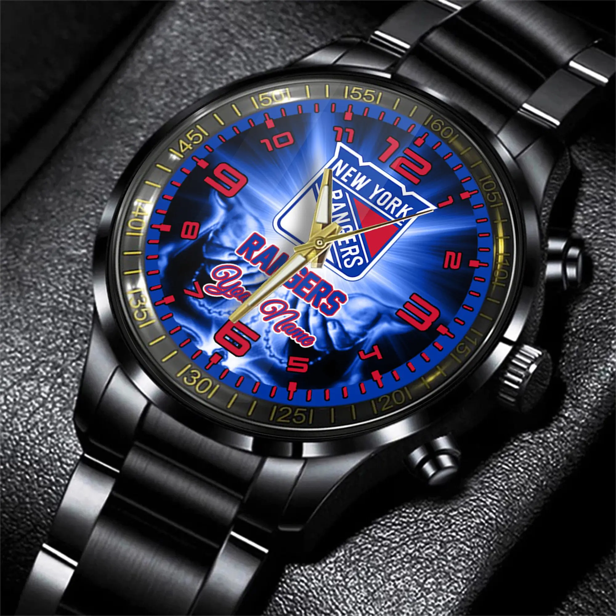 jwfancy new york rangers nhl men black hand watch personalized gift for fans sustq