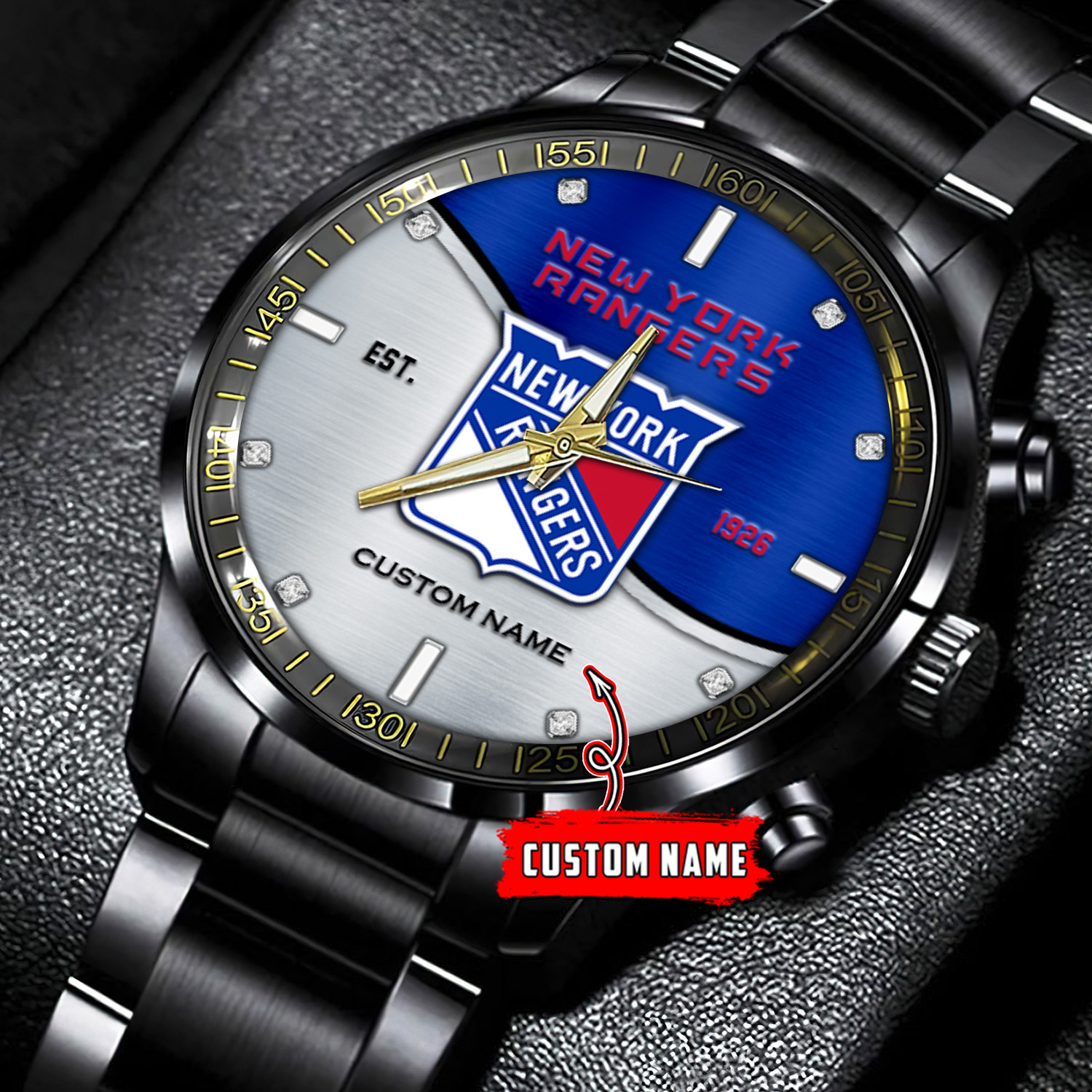 jwfancy new york rangers nhl personalized black stainless steel watch gift for fans qmzgz