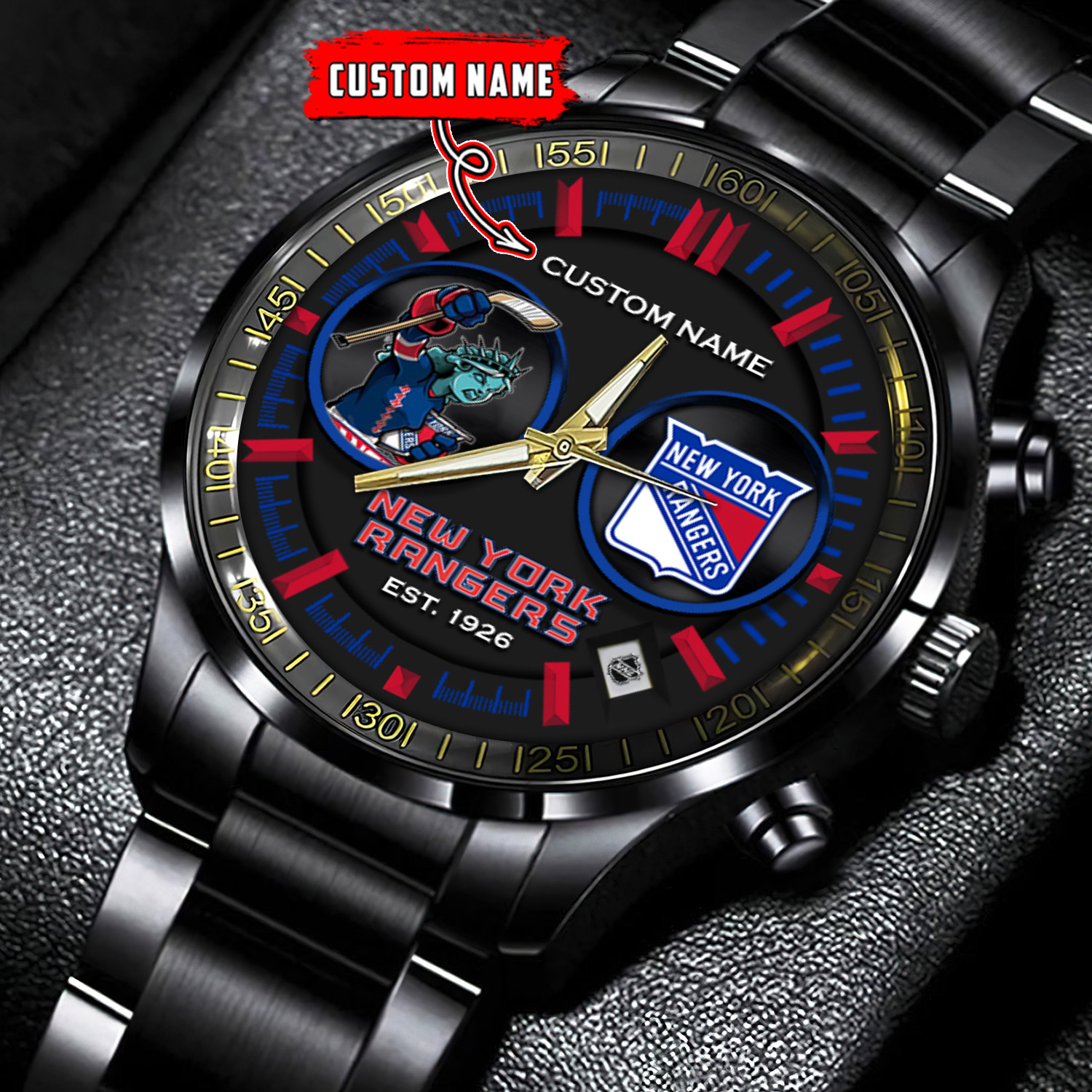 jwfancy new york rangers nhl personalized black stainless steel watch gift for fans wyzjt