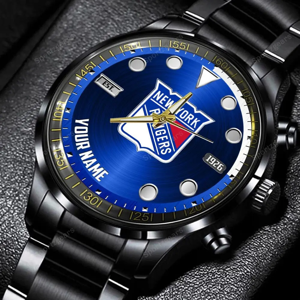 jwfancy new york rangers nhl personalized new black hand watch gift for fans wy9c1