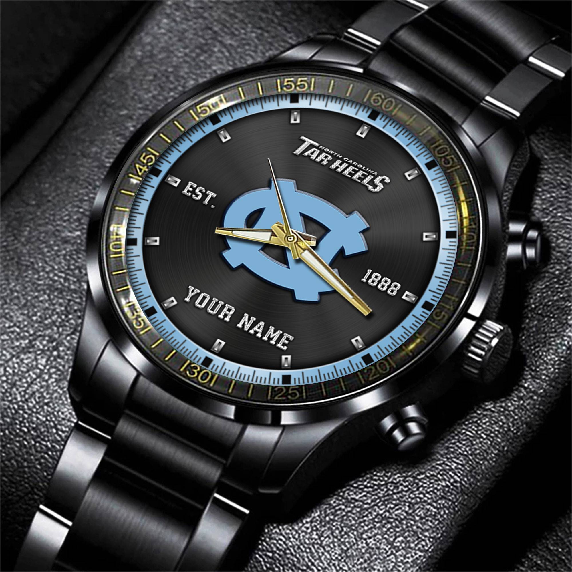 jwfancy north carolina tar heels ncaa personalized black style hand watch gifts for fan 9e3pr