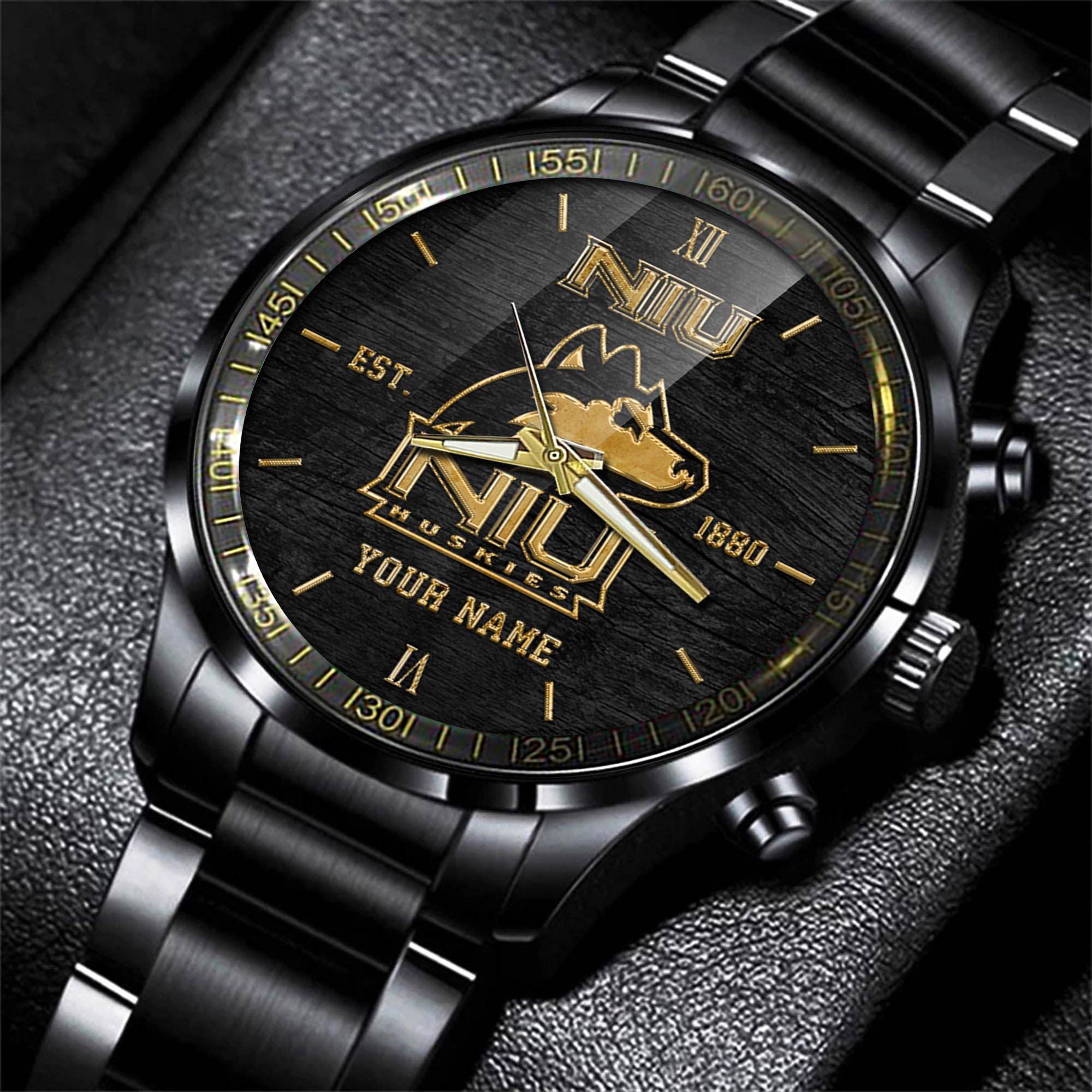 jwfancy northern illinois huskies ncaa personalized black style hand watch gifts for fan opjgr