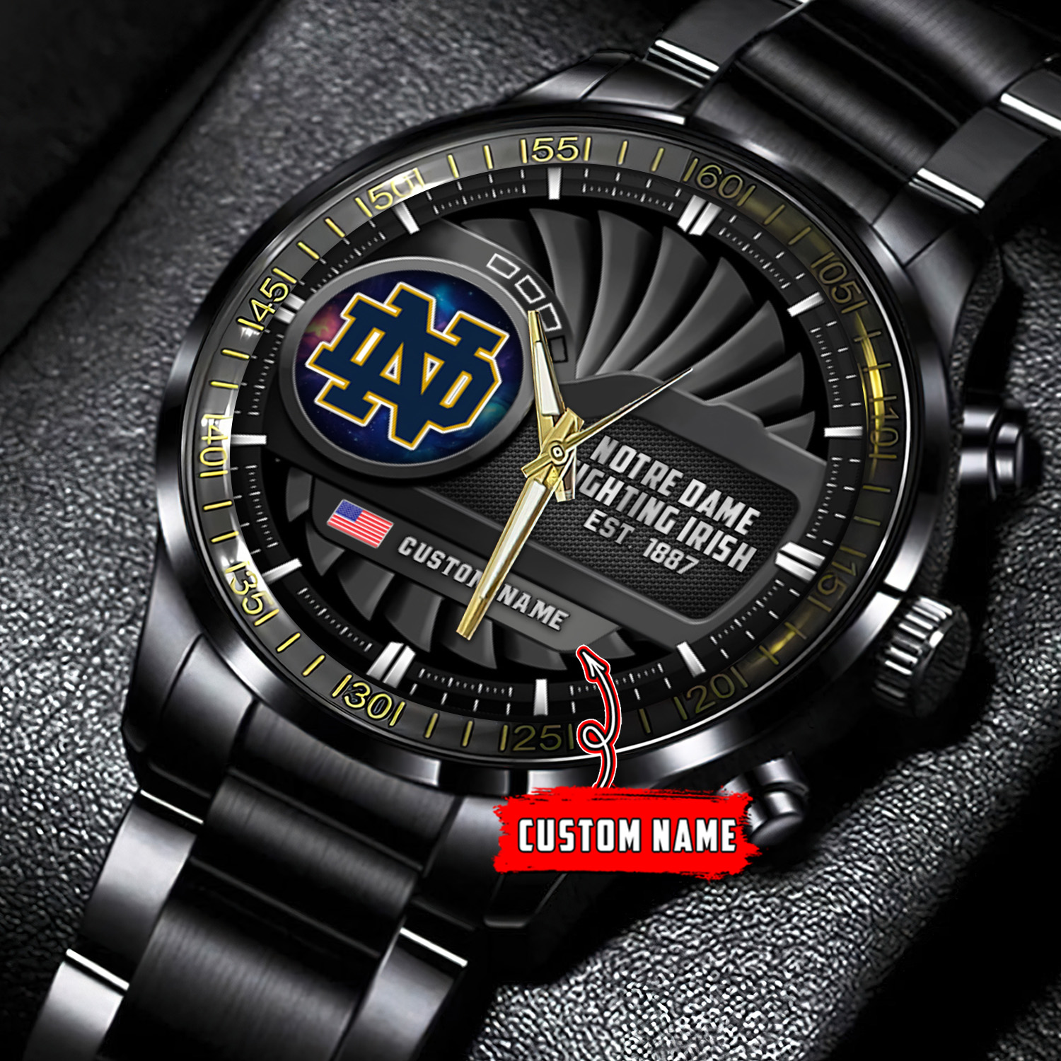 jwfancy notre dame fighting irish ncaa personalized black stainless steel watch gift for fans ahxjh