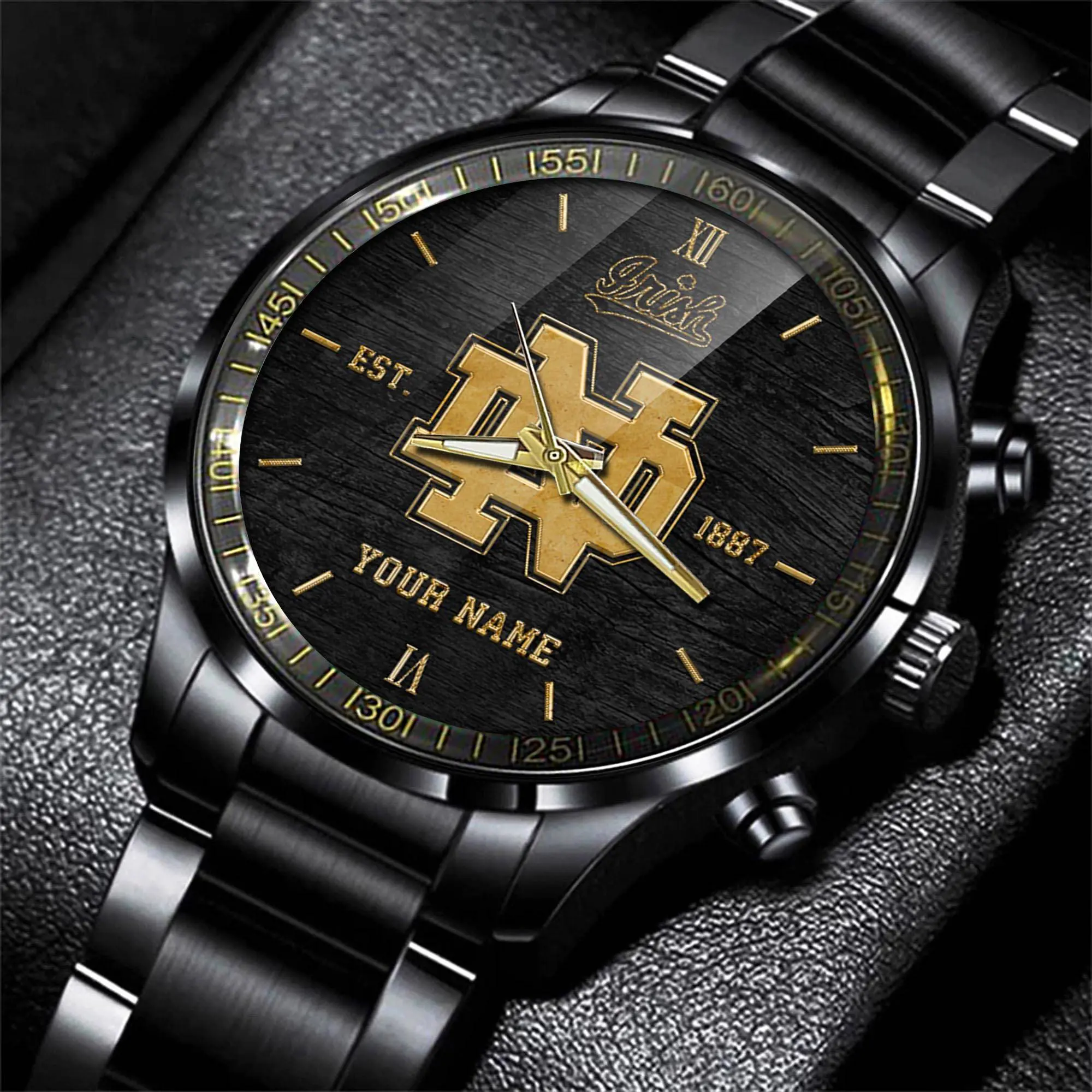 jwfancy notre dame fighting irish ncaa personalized black style hand watch gifts for fan oh0qe