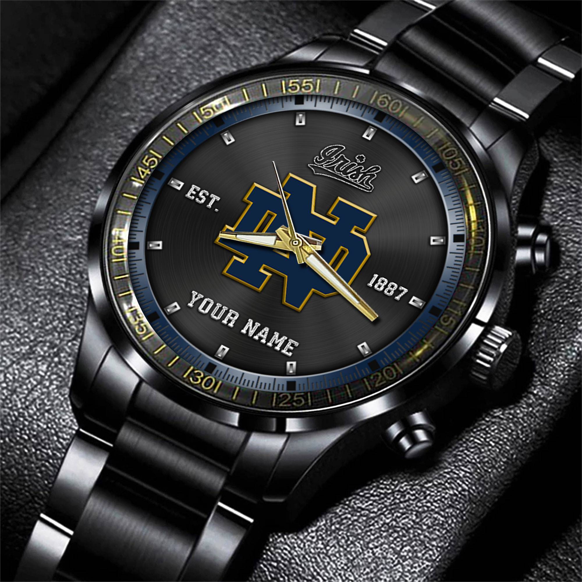 jwfancy notre dame fighting irish ncaa personalized black style hand watch gifts for fan pxwj7