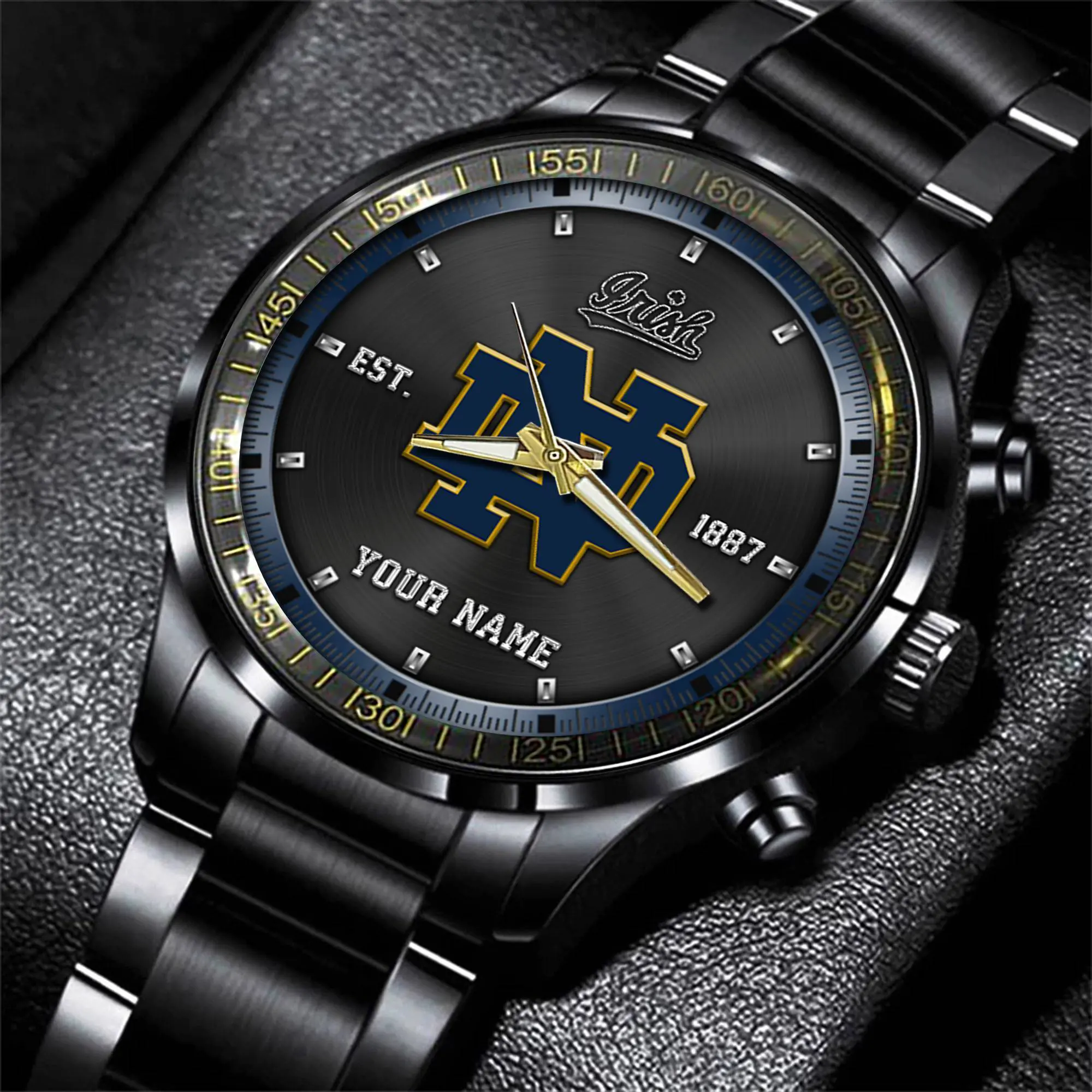jwfancy notre dame fighting irish ncaa personalized black style hand watch gifts for fan pxwj7
