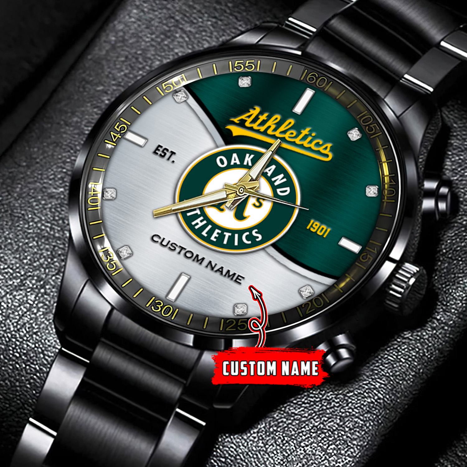 jwfancy oakland athletics mlb personalized black stainless steel watch for fan 9cfxr