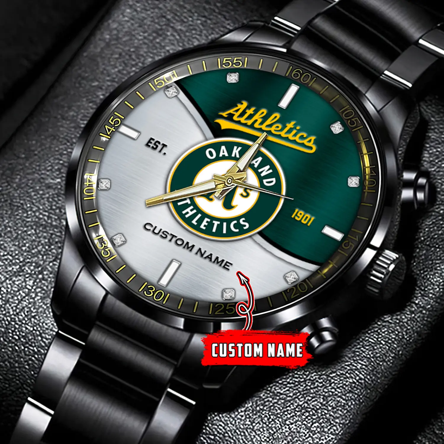 jwfancy oakland athletics mlb personalized black stainless steel watch for fan 9cfxr