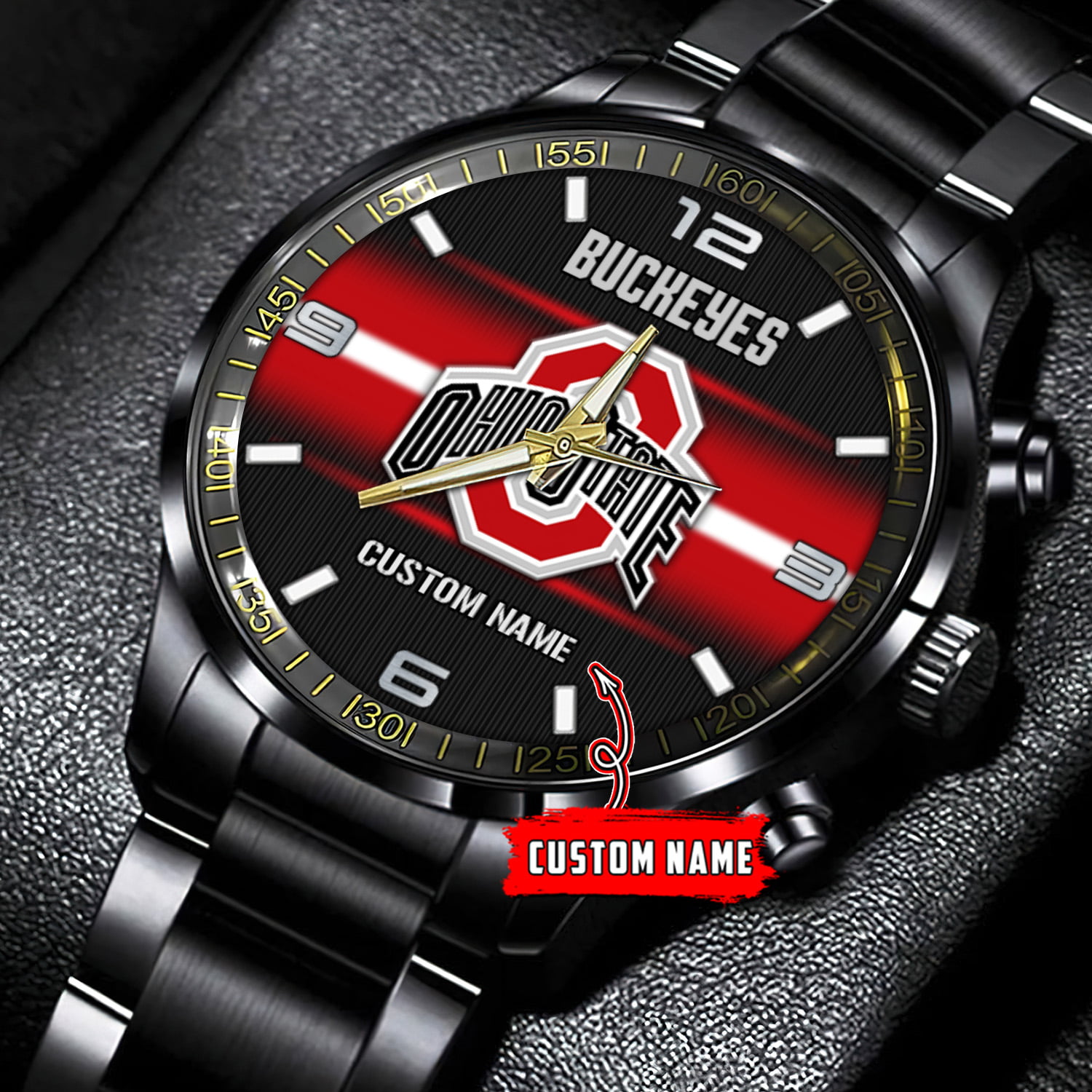 jwfancy ohio state buckeyes ncaa personalized black stainless steel watch gift for fans iaump