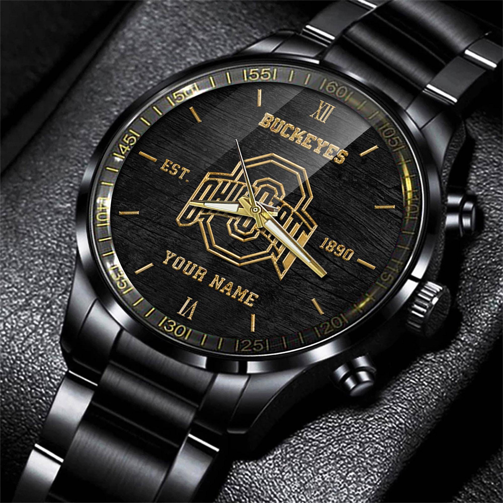 jwfancy ohio state buckeyes ncaa personalized black style hand watch gifts for fan wmgkl