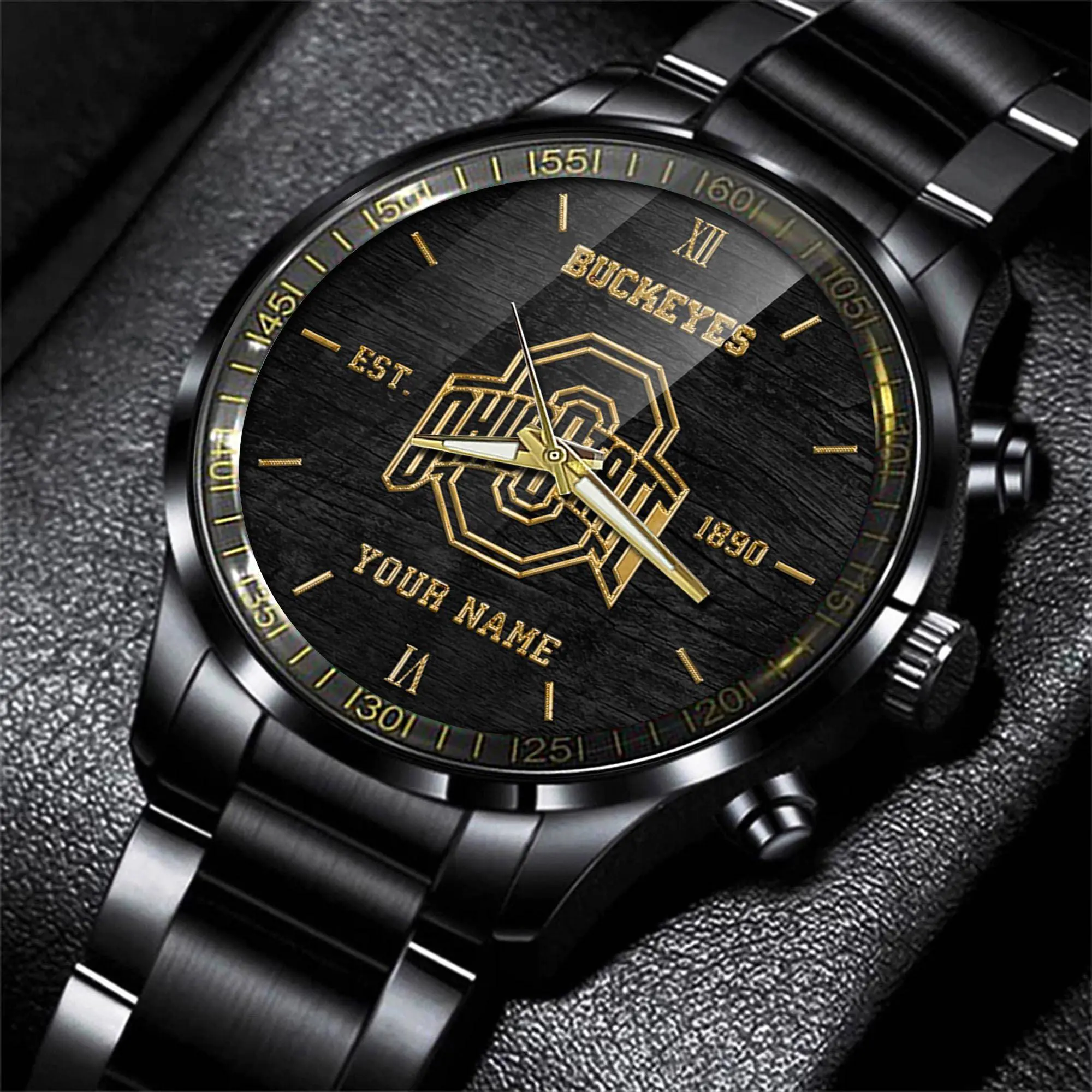 jwfancy ohio state buckeyes ncaa personalized black style hand watch gifts for fan wmgkl