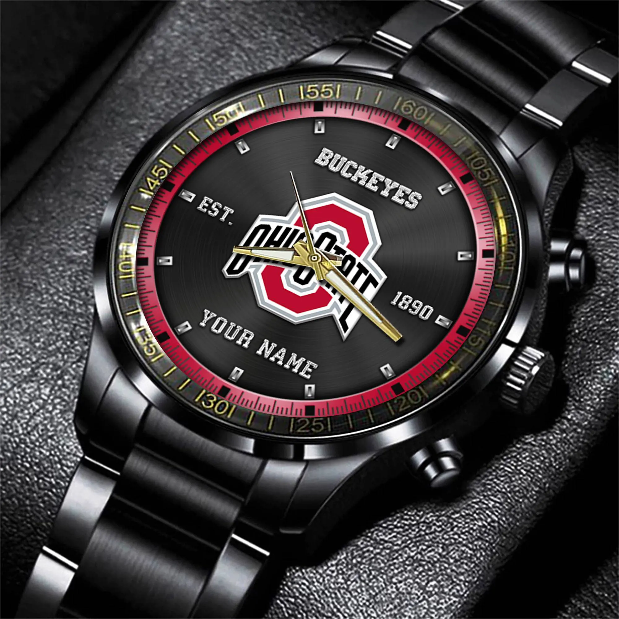jwfancy ohio state buckeyes ncaa personalized black style hand watch gifts for fan yhd1u