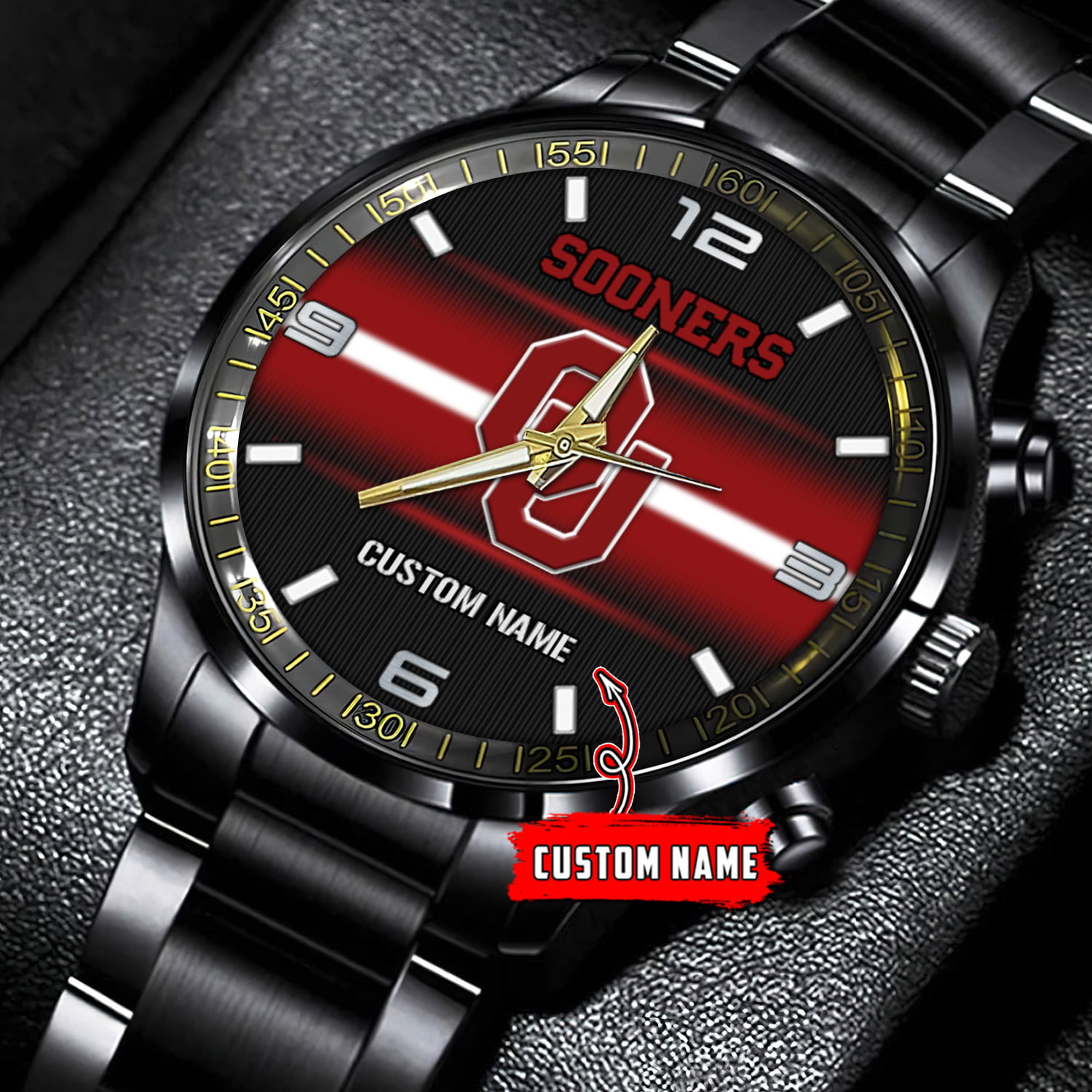 jwfancy oklahoma sooners ncaa personalized black stainless steel watch gift for fans 9j4yt